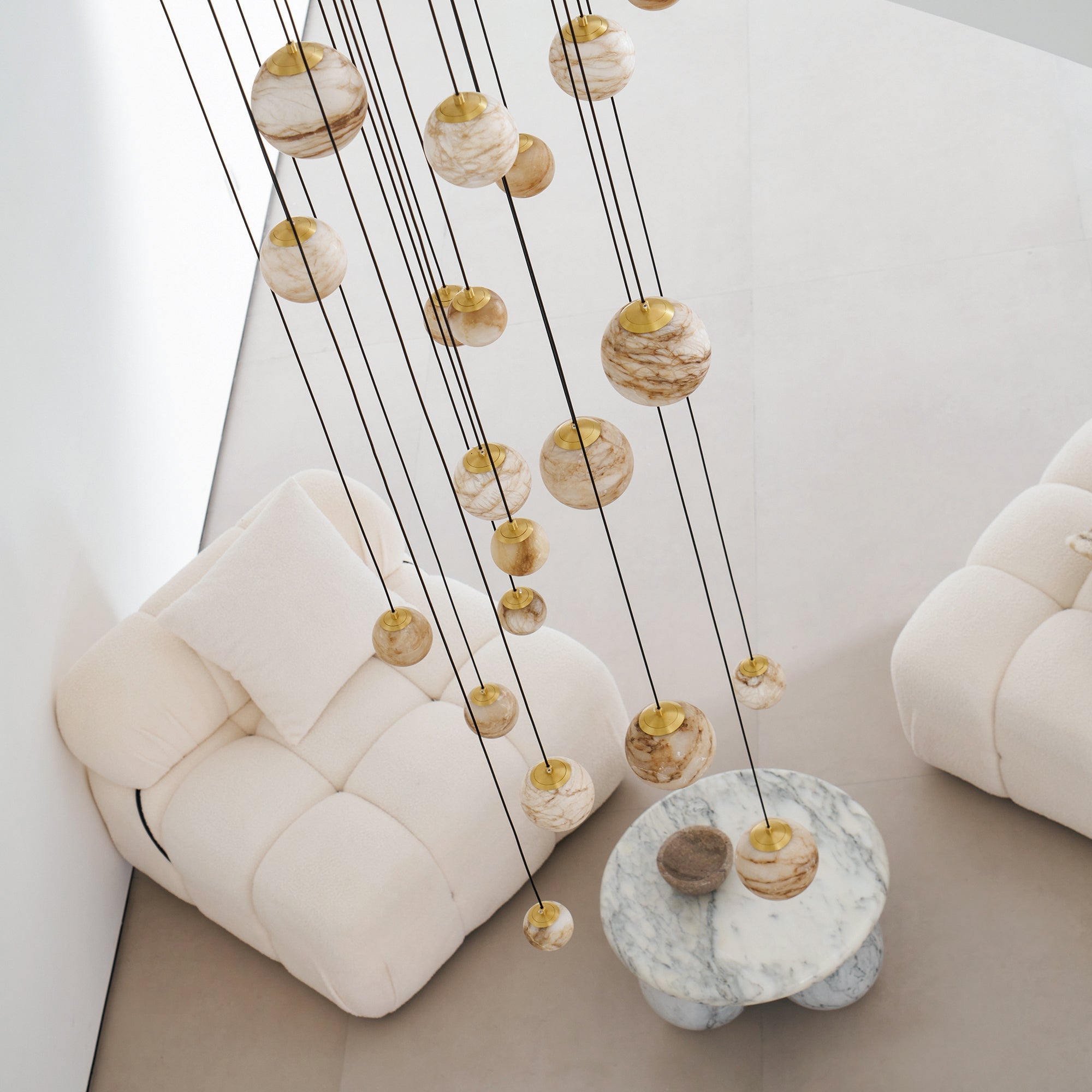 Arsorarae Modern Minimalist Cluster Alabaster Chandelier - Lamp Copper