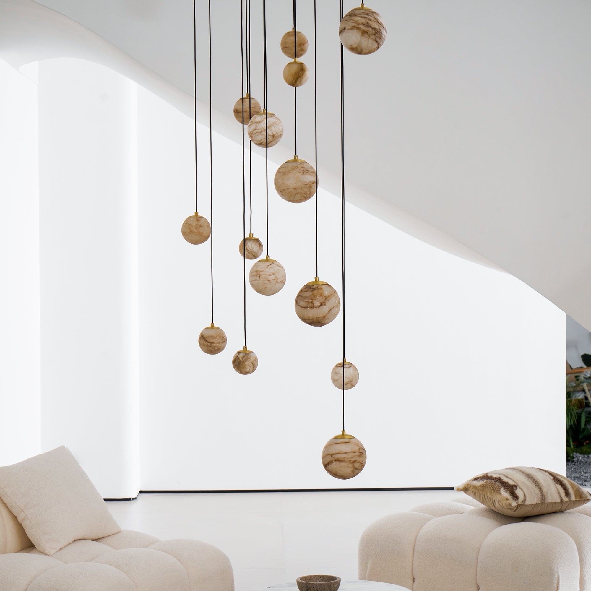 Arsorarae Modern Minimalist Cluster Alabaster Chandelier - Lamp Copper