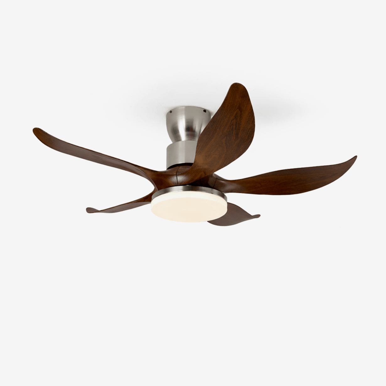 Ventilatore da soffitto con luce Celia a 5 pale con finitura Noce
