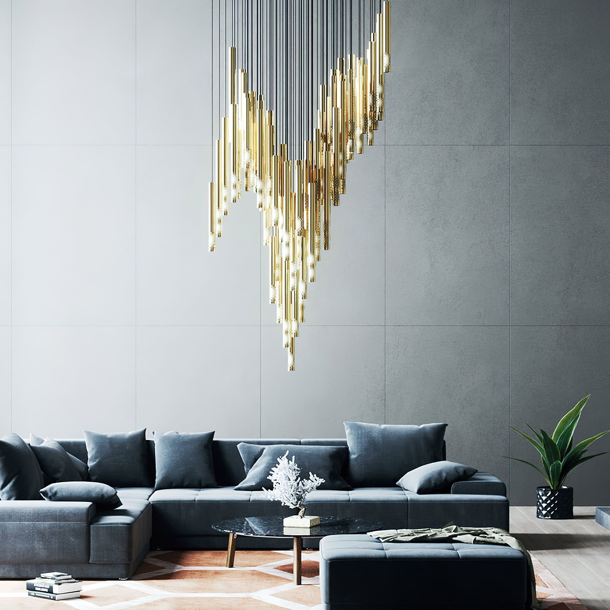 Ovynira Gold Rod Chandelier - Blowlighting