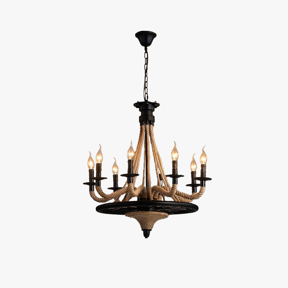 Epoch Antico Metallo/Corda LED Sospensione Nero/Legno Soggiorno/Bar/Ristorante