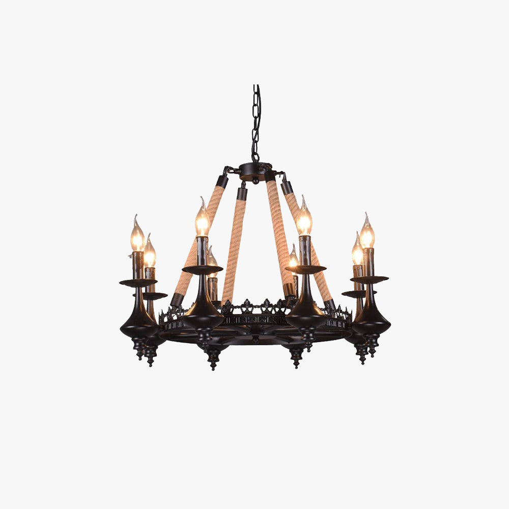 Epoch Vintage Metallo/Corda LED Lux Lampadario Nero Soggiorno/Sala da Pranzo/Bar