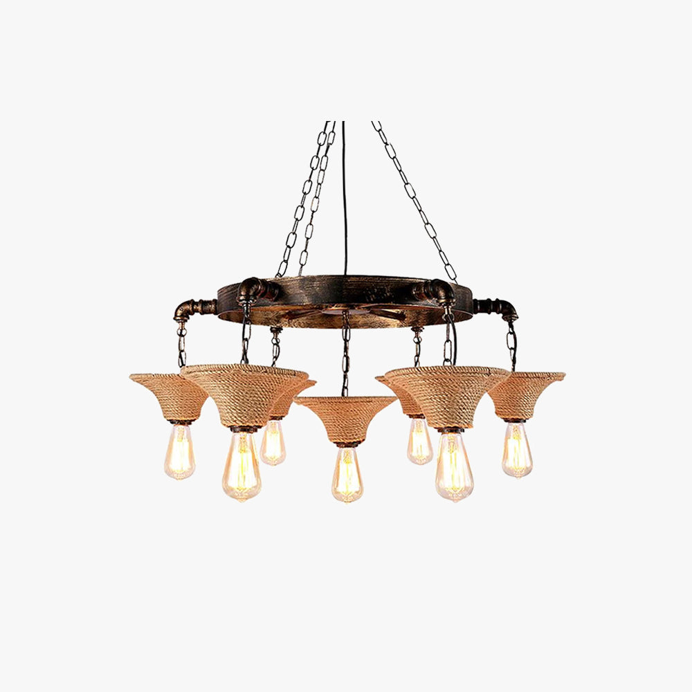 Epoch Industriale Metallo/Corda LED Lux Lampadario Ruggine Soggiorno/Sala da Pranzo