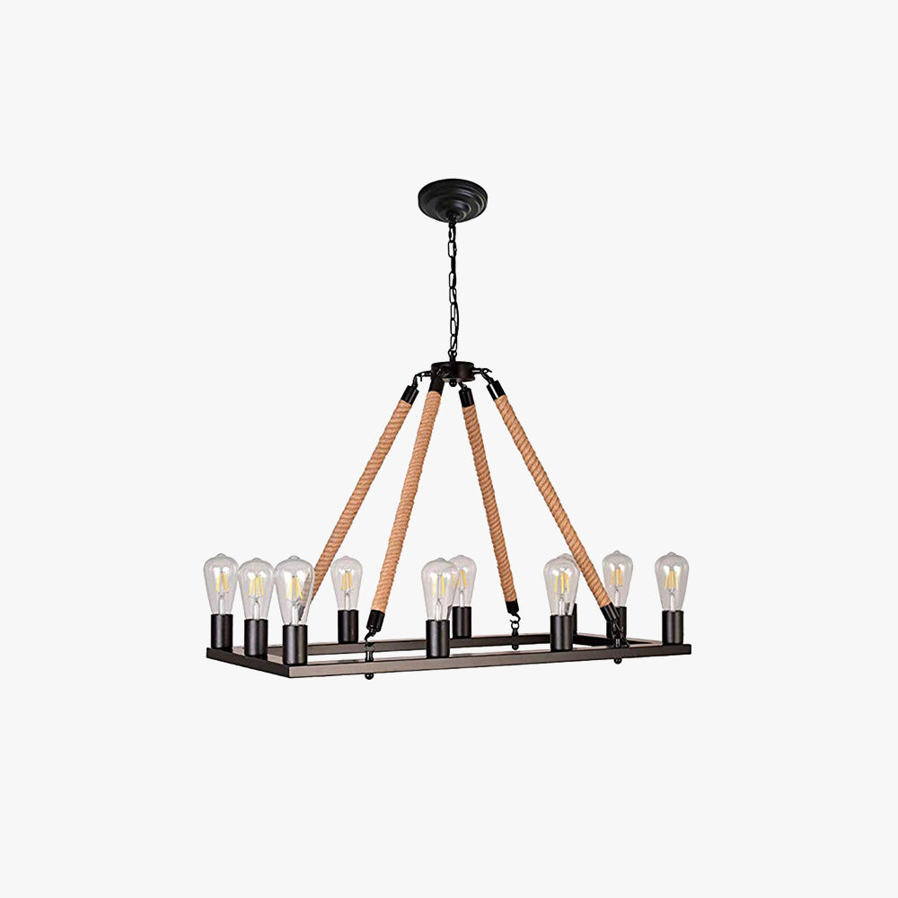 Epoch Vintage Metallo/Corda LED Sospensione Nero Soggiorno/Bar/Ristorante