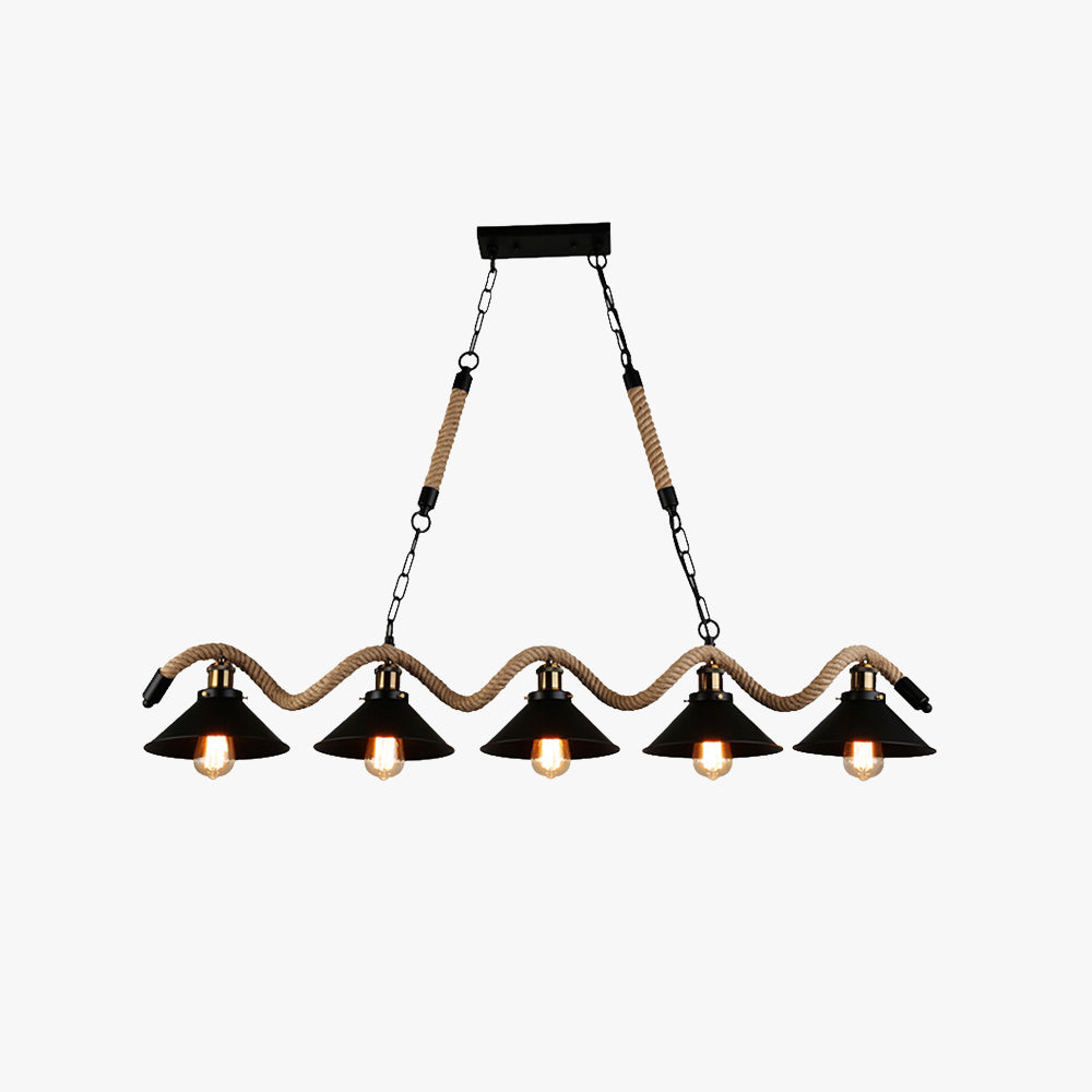 Epoch Vintage Metallo/Corda LED Sospensione Nero Soggiorno/Bar/Ristorante