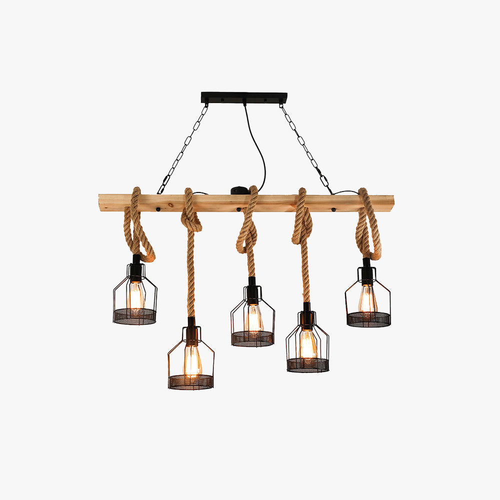 Epoch Vintage Metallo/Corda LED Sospensione Nero Soggiorno/Bar/Ristorante