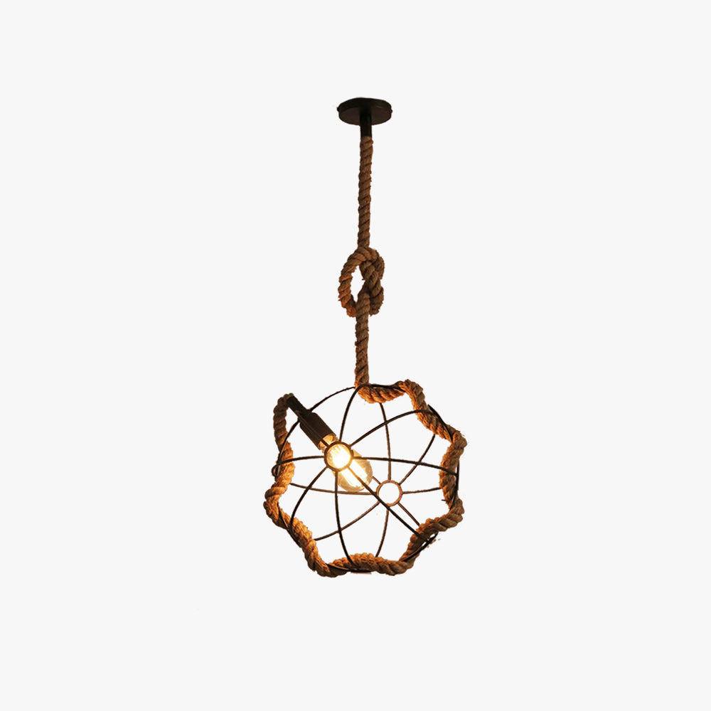 Epoch Vintage Metallo/Corda LED Sospensione Nero Soggiorno/Bar/Ristorante