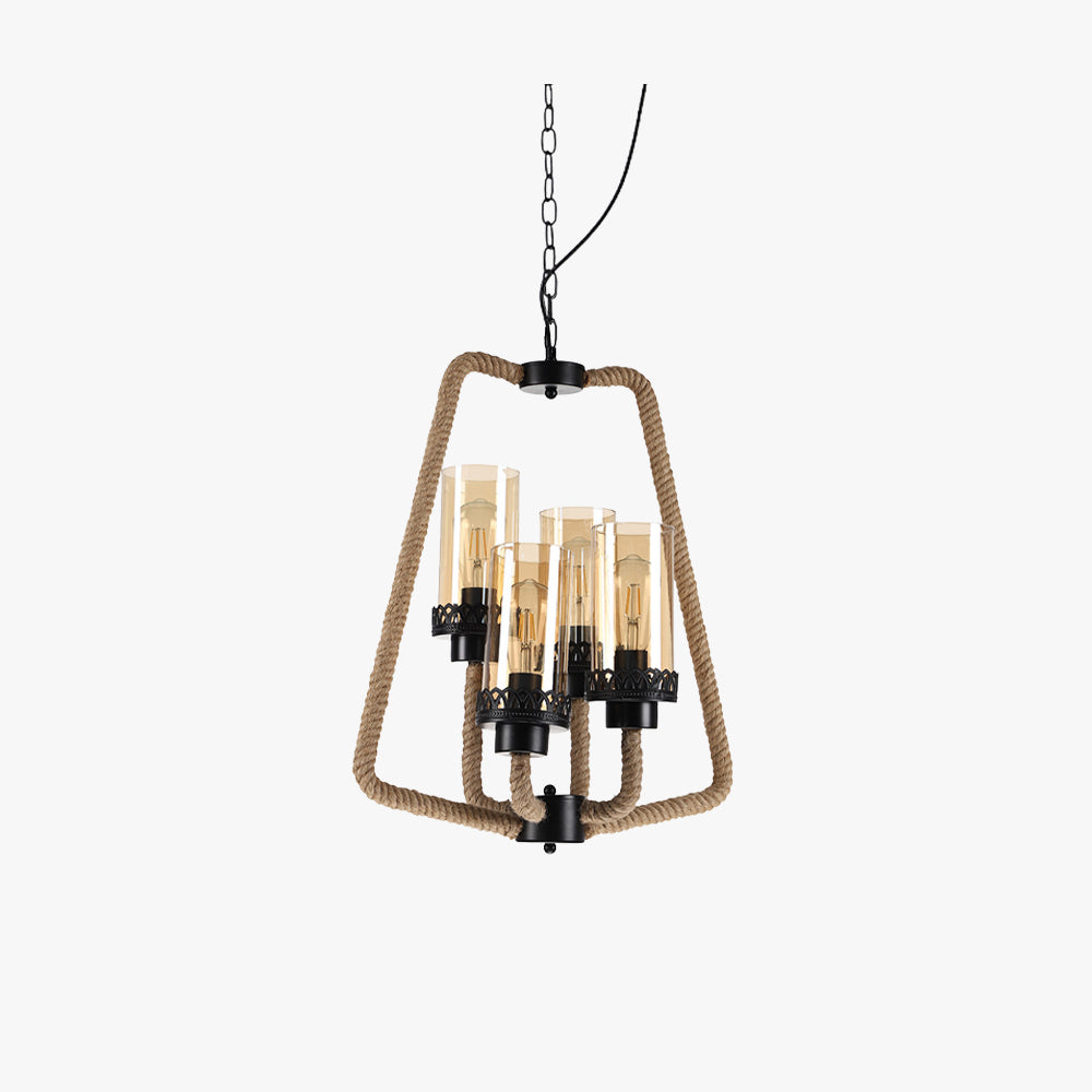 Epoch Vintage Metallo/Corda LED Sospensione Nero Soggiorno/Bar/Ristorante