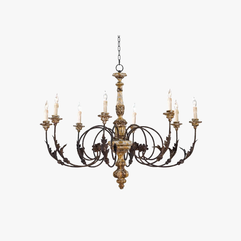 Silva Grande Lampadario Retro Creativo in Legno Marrone e Metallo per Soggiorno