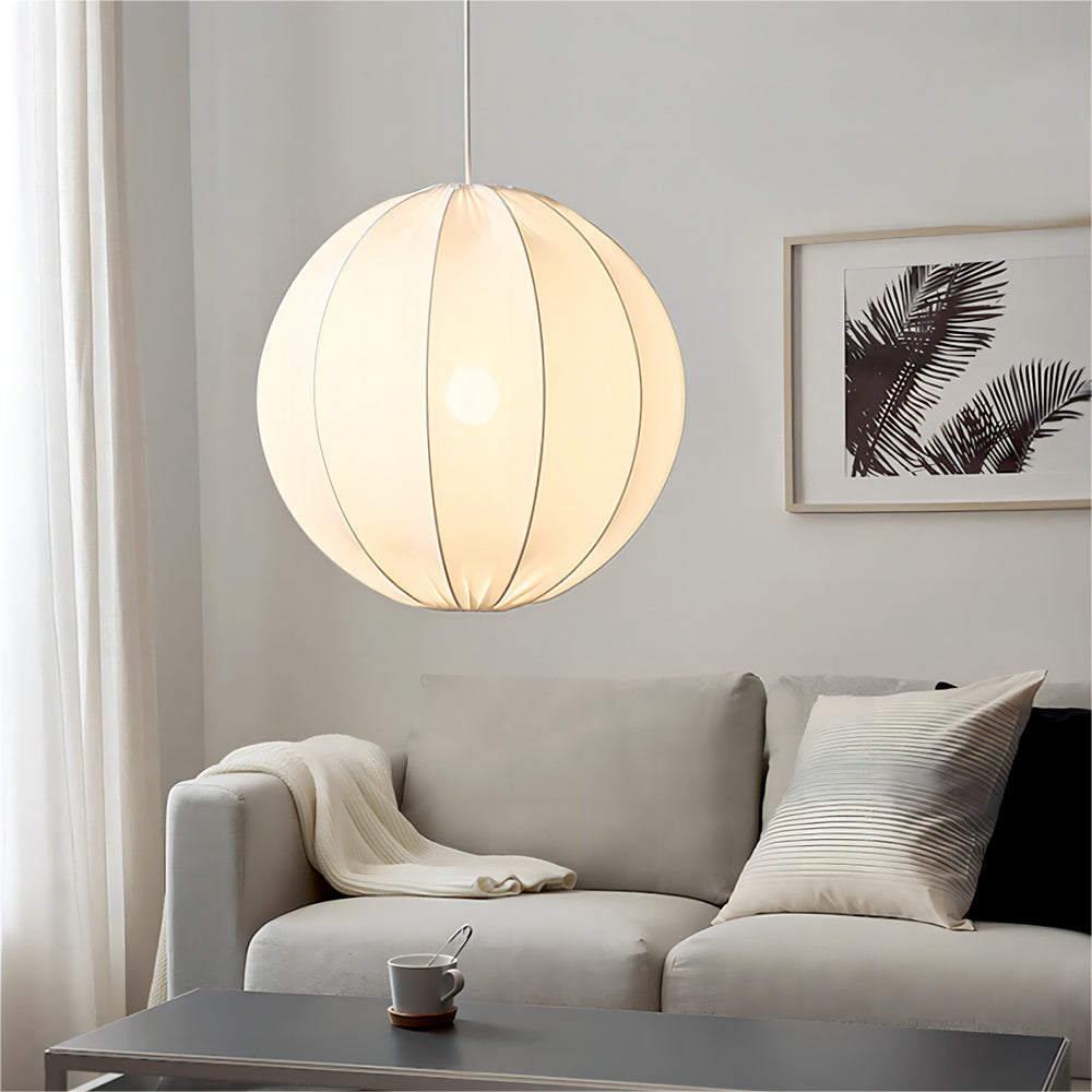 Renée Lampada a Sospensione Moderna Minimalista a Sfera in Metallo/Tessuto Bianca