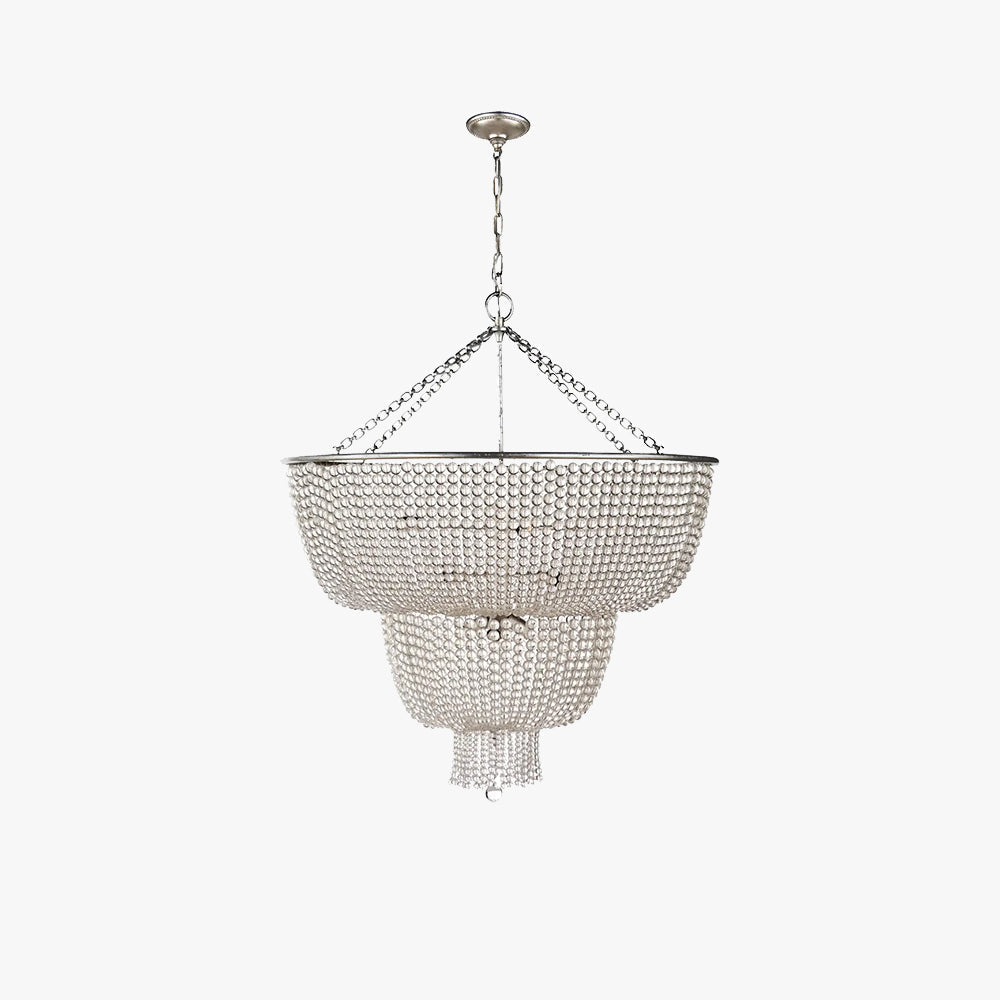 Silva Lampada a Sospensione LED Vintage Bianca/Trasparente per Sala da Pranzo/Soggiorno in Metallo e Cristallo