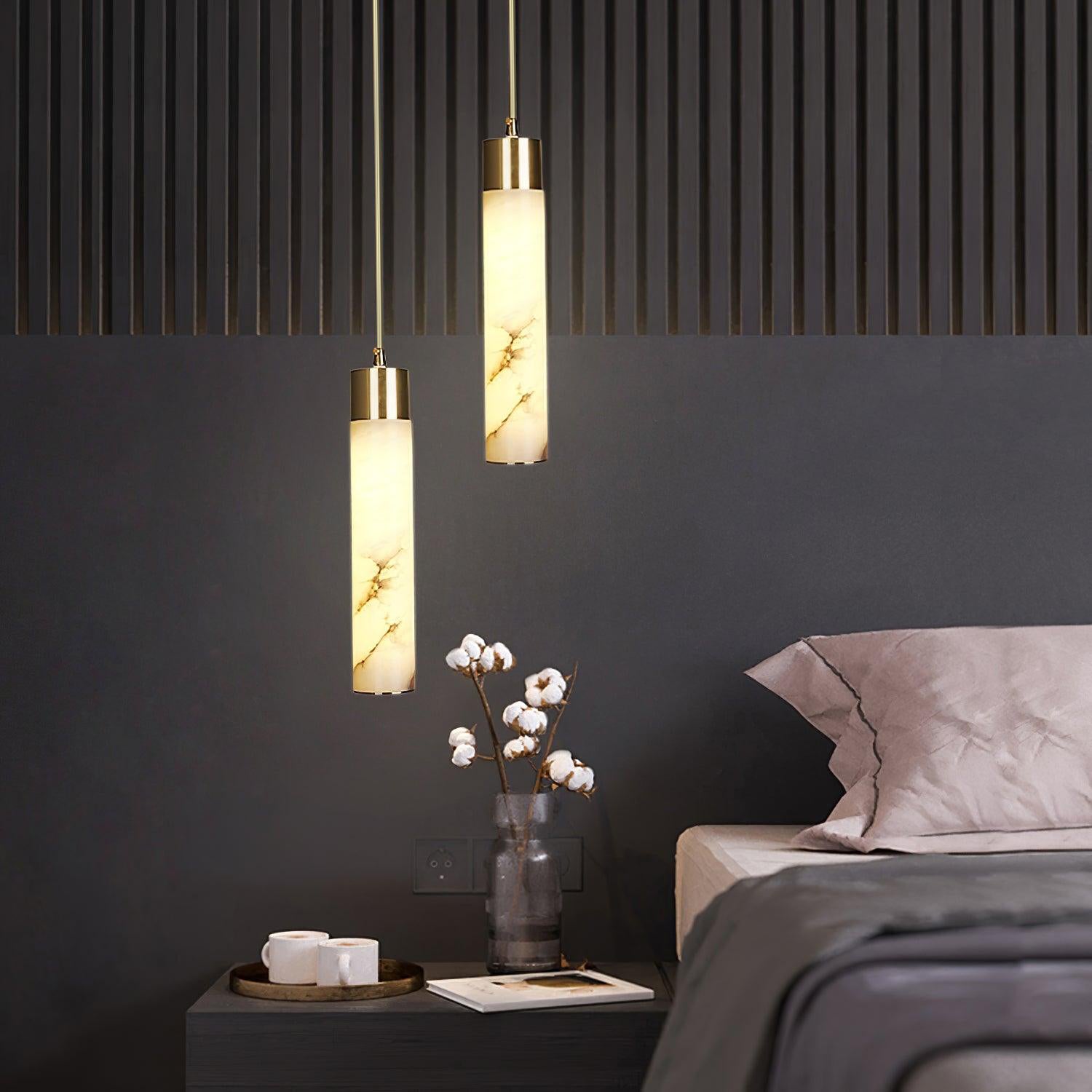 Ulzorila Cylinder Alabaster Pendant Light - Blowlighting