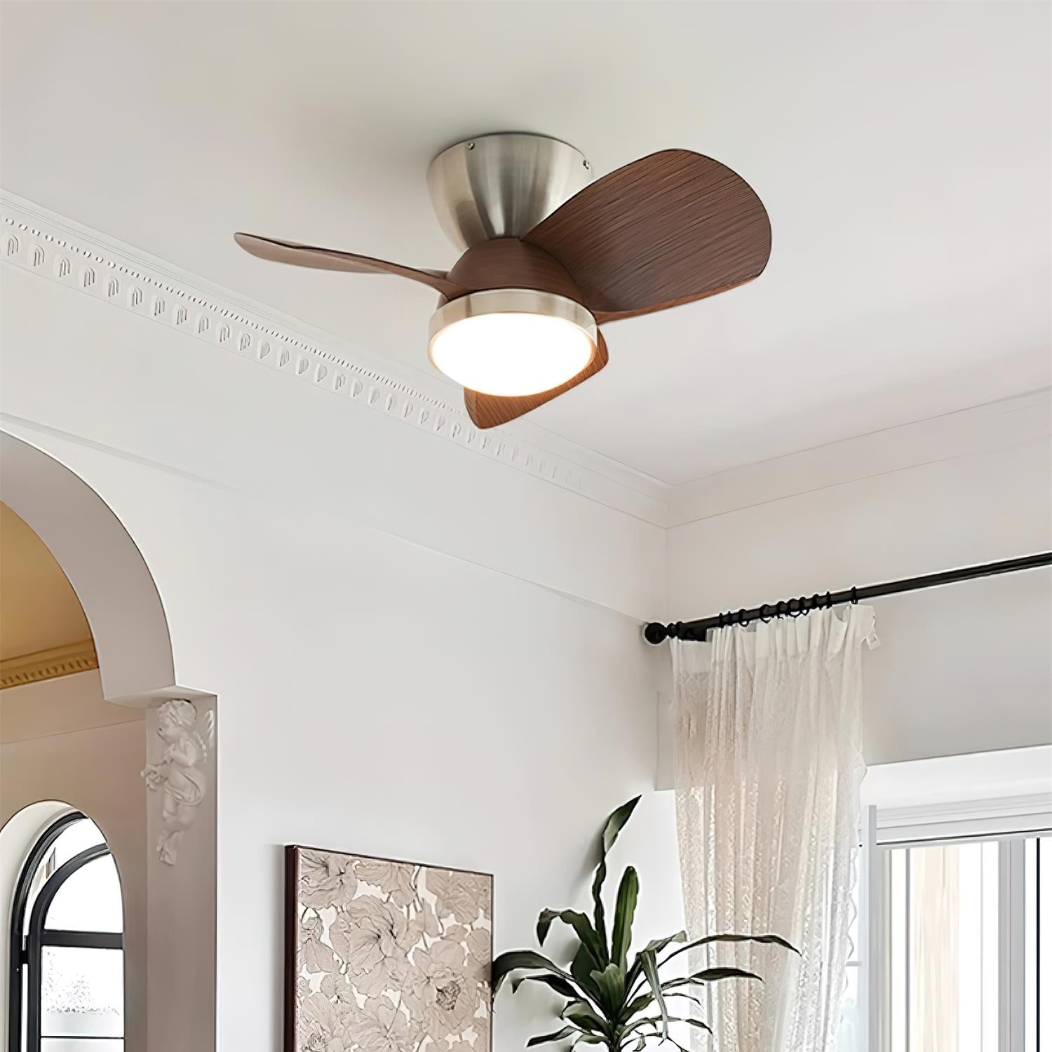 Ventilatore da soffitto Ventra con luce in finitura nera