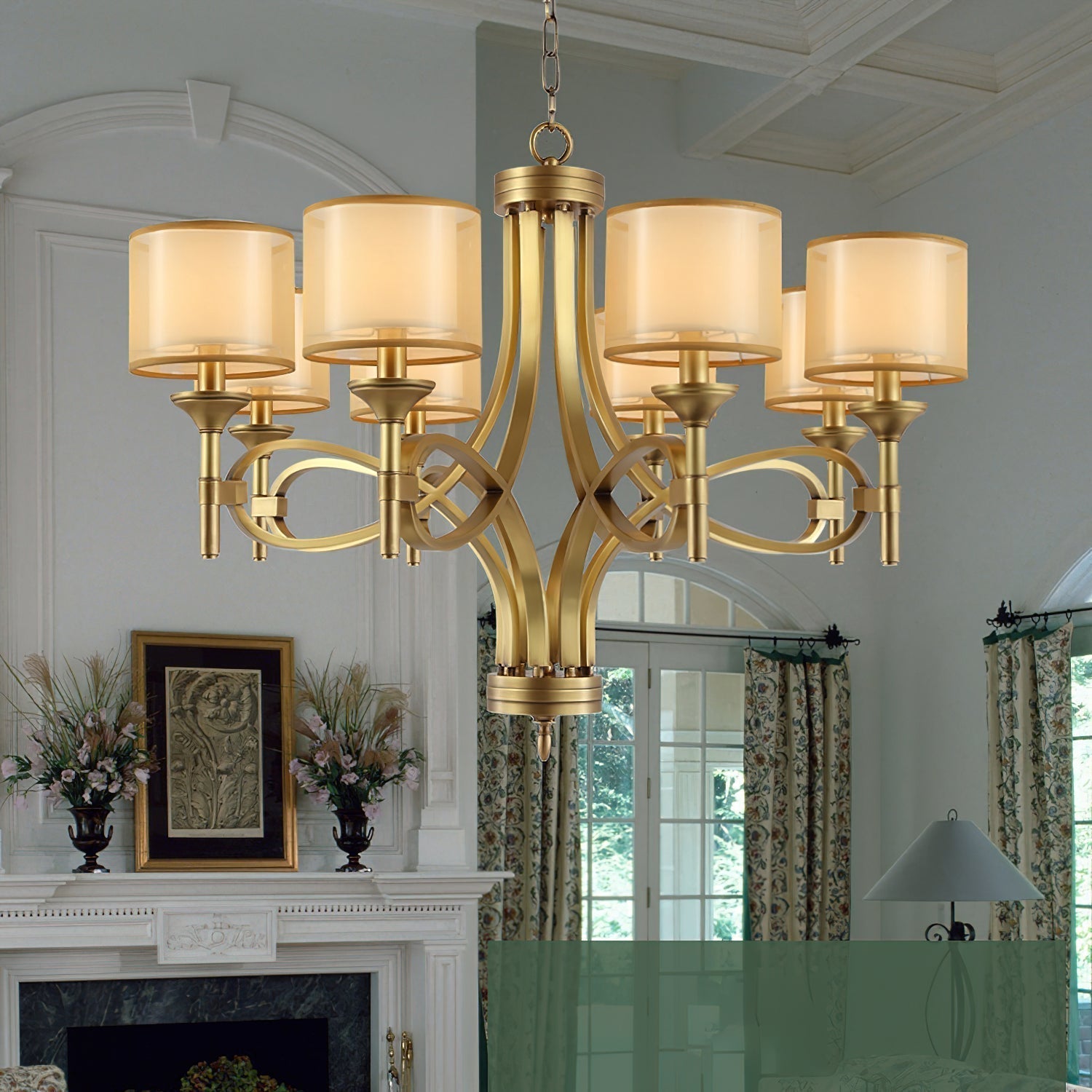 Tallie Postmodern Luxury Fabric Chandelier - Lamp Copper