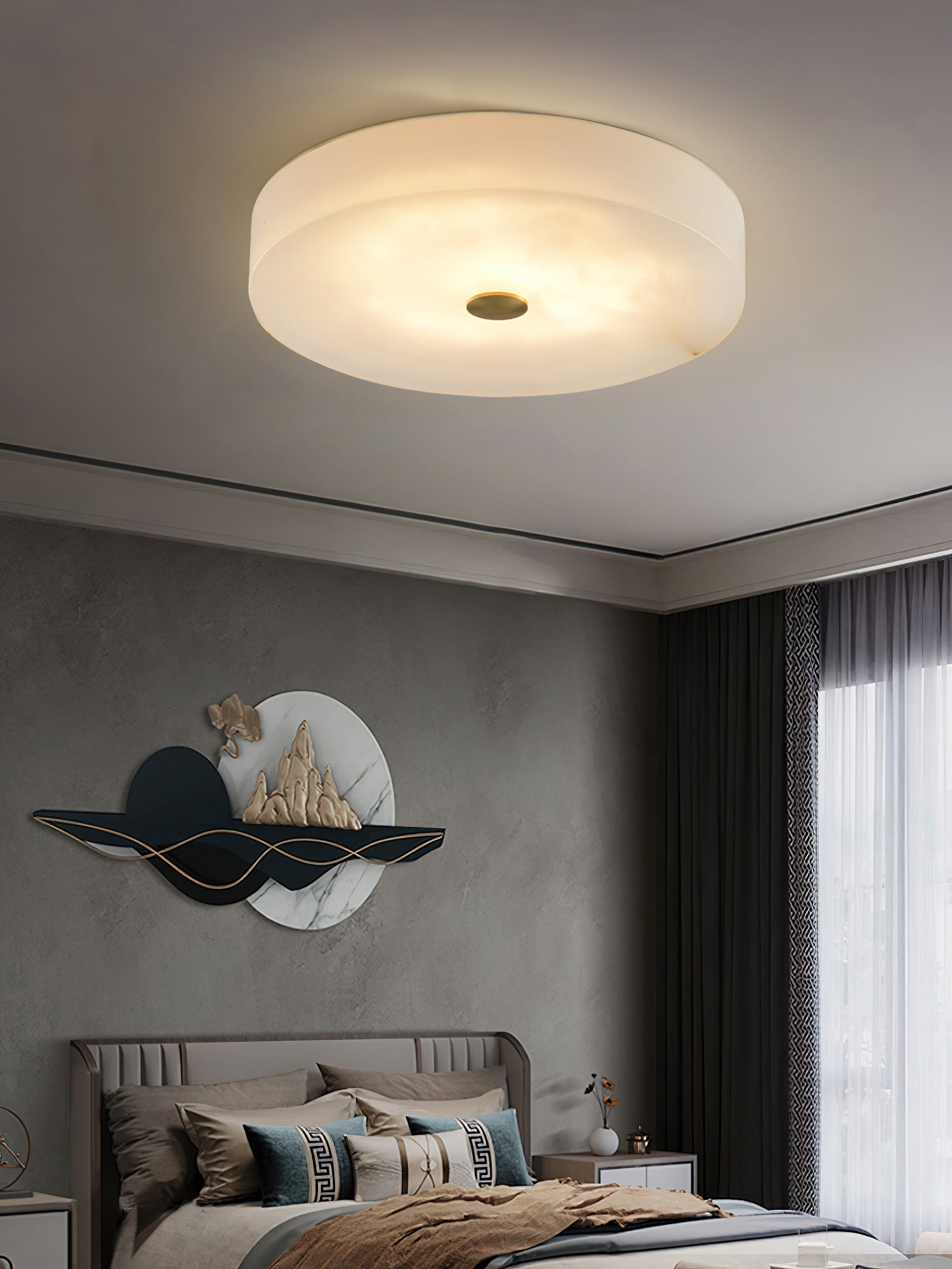 Unorir Modern Minimalist Alabaster Ceiling Light - Lamp Copper