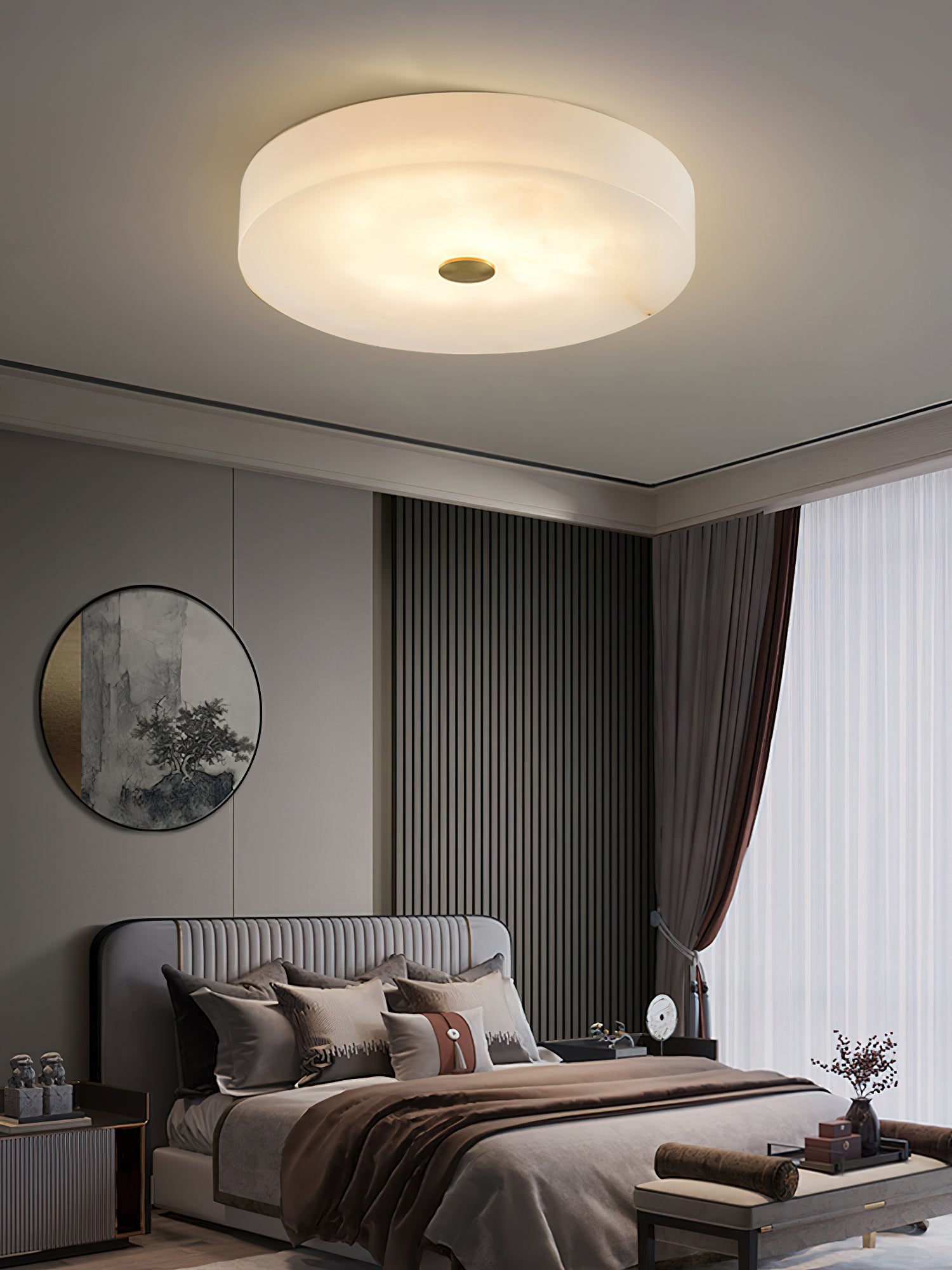 Unorir Modern Minimalist Alabaster Ceiling Light - Lamp Copper
