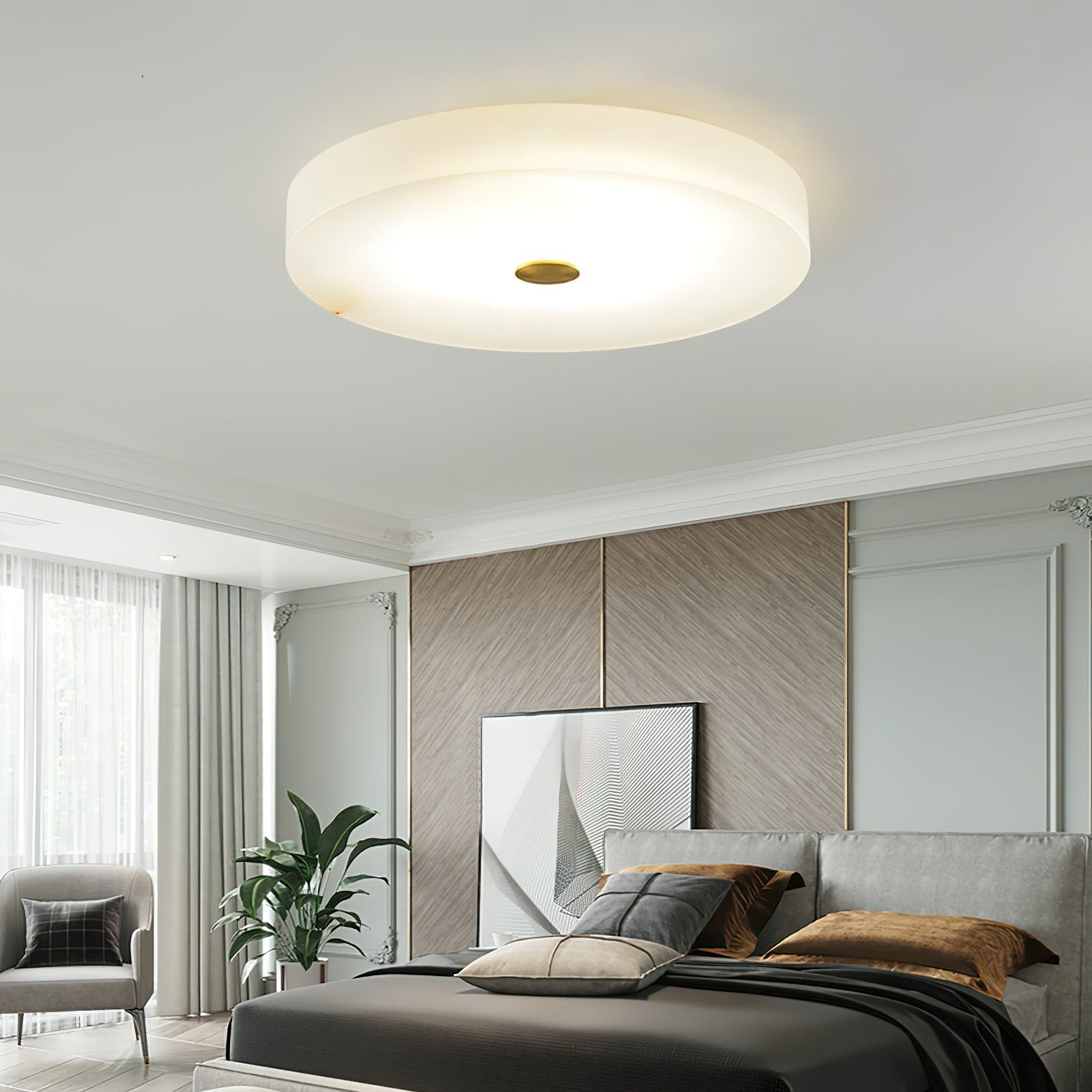 Unorir Modern Minimalist Alabaster Ceiling Light - Lamp Copper