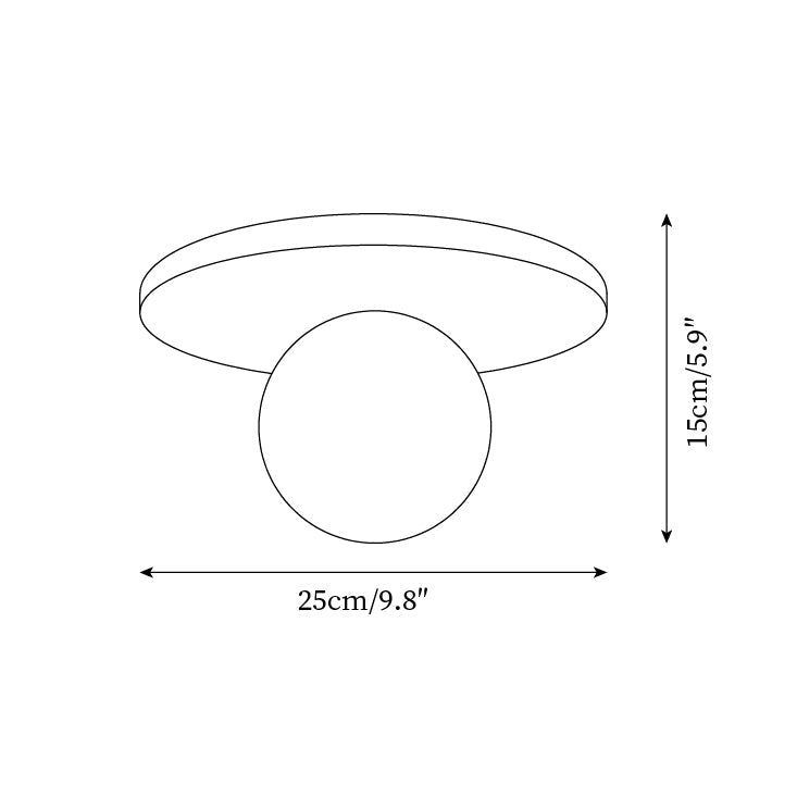 Ceiling Light Travertine Disc with Glass Globe Cozy - Letslighting