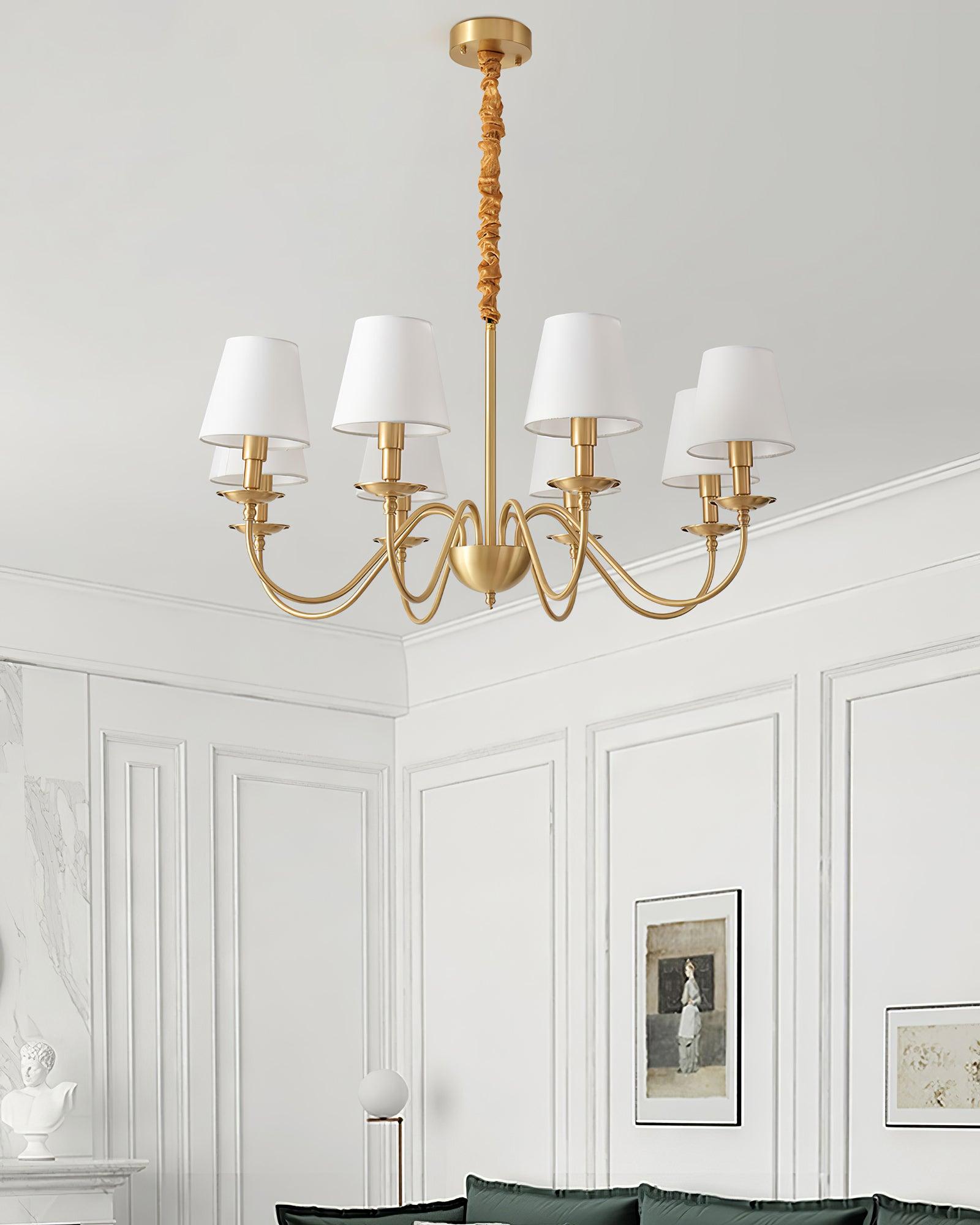 Tapered Fabric Brass Chandelier - Blowlighting