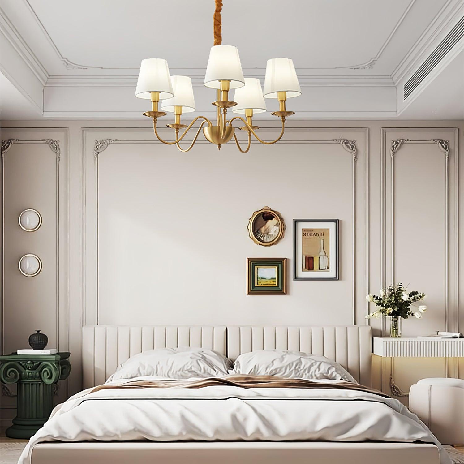 Tapered Fabric Brass Chandelier - Blowlighting