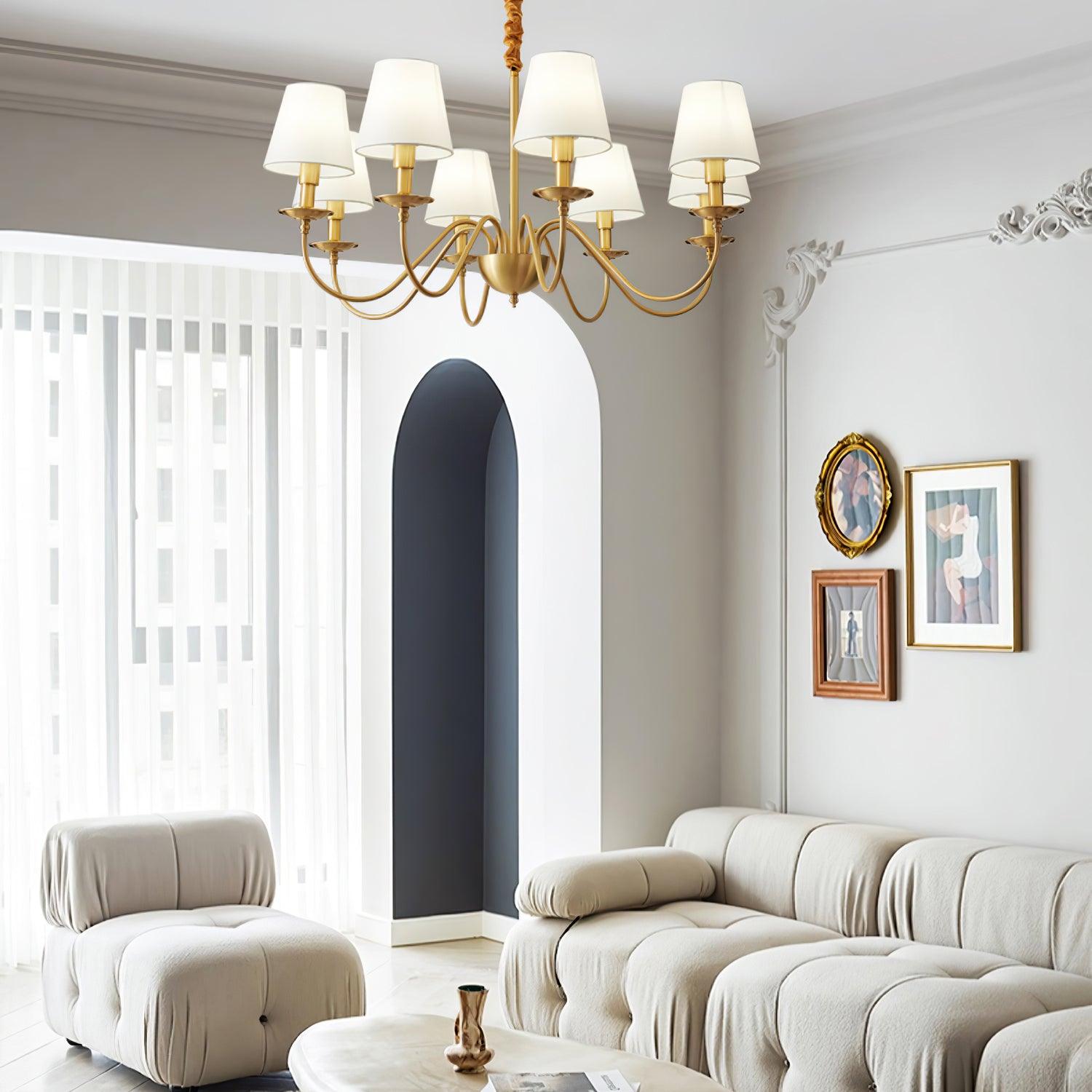 Tapered Fabric Brass Chandelier - Blowlighting