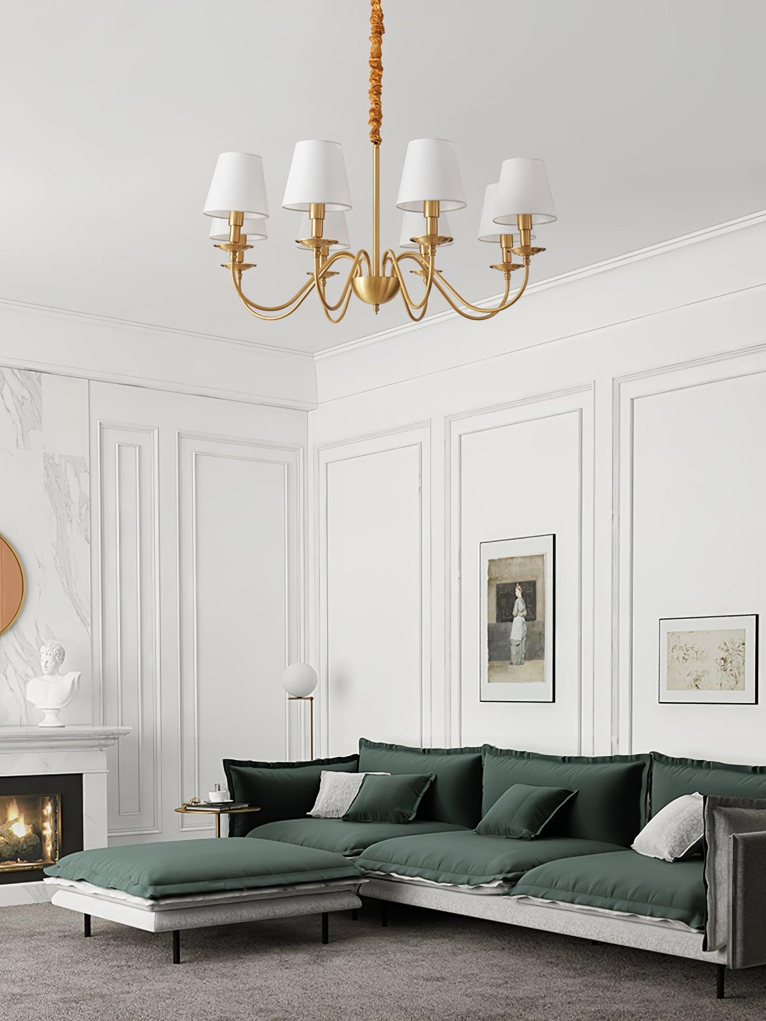 Tapered Fabric Brass Chandelier - Blowlighting