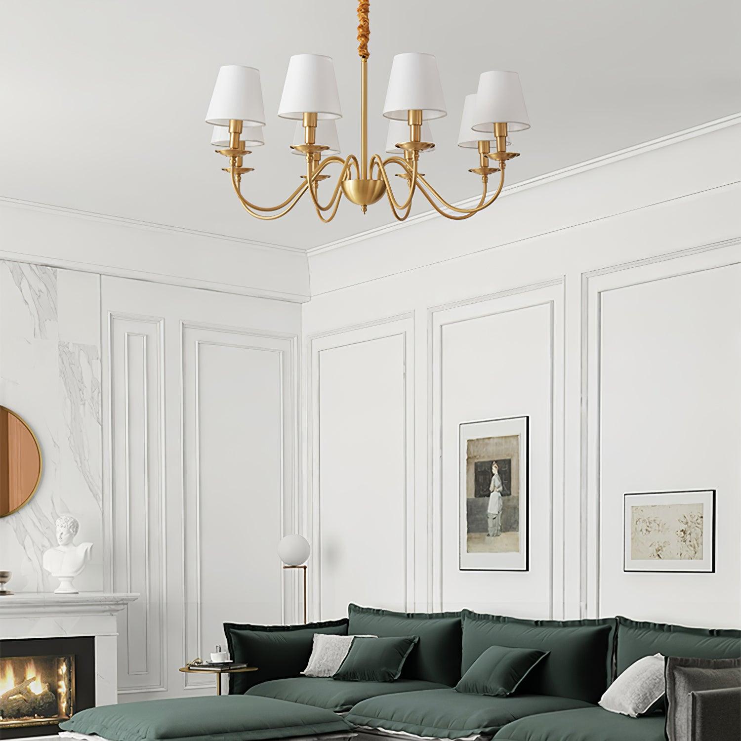 Tapered Fabric Brass Chandelier - Blowlighting