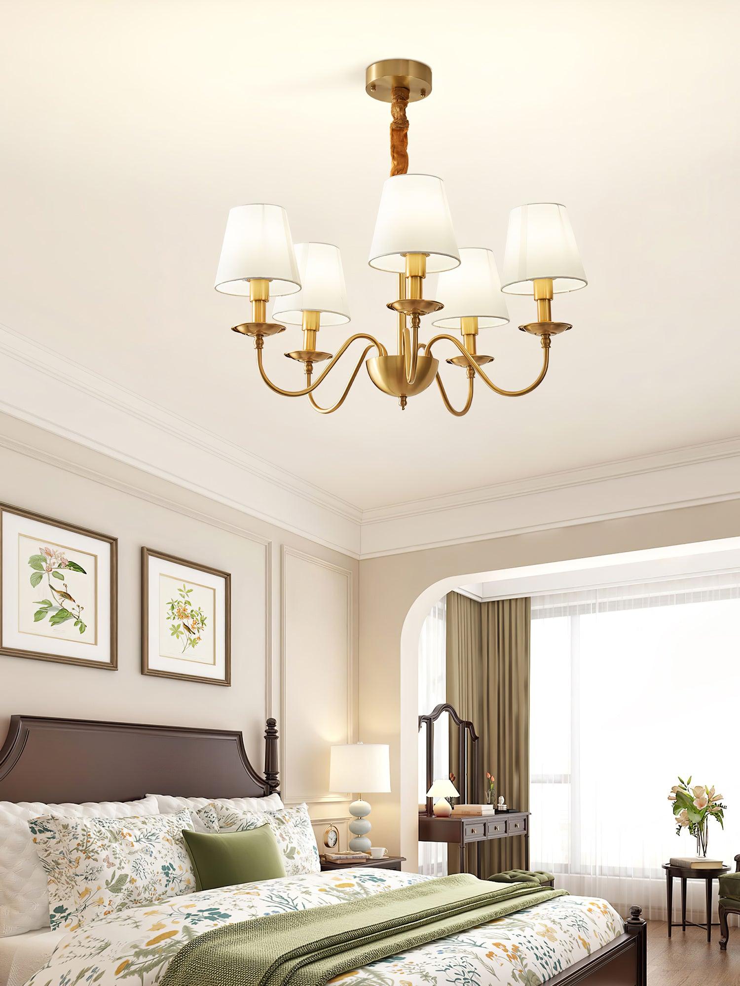 Tapered Fabric Brass Chandelier - Blowlighting