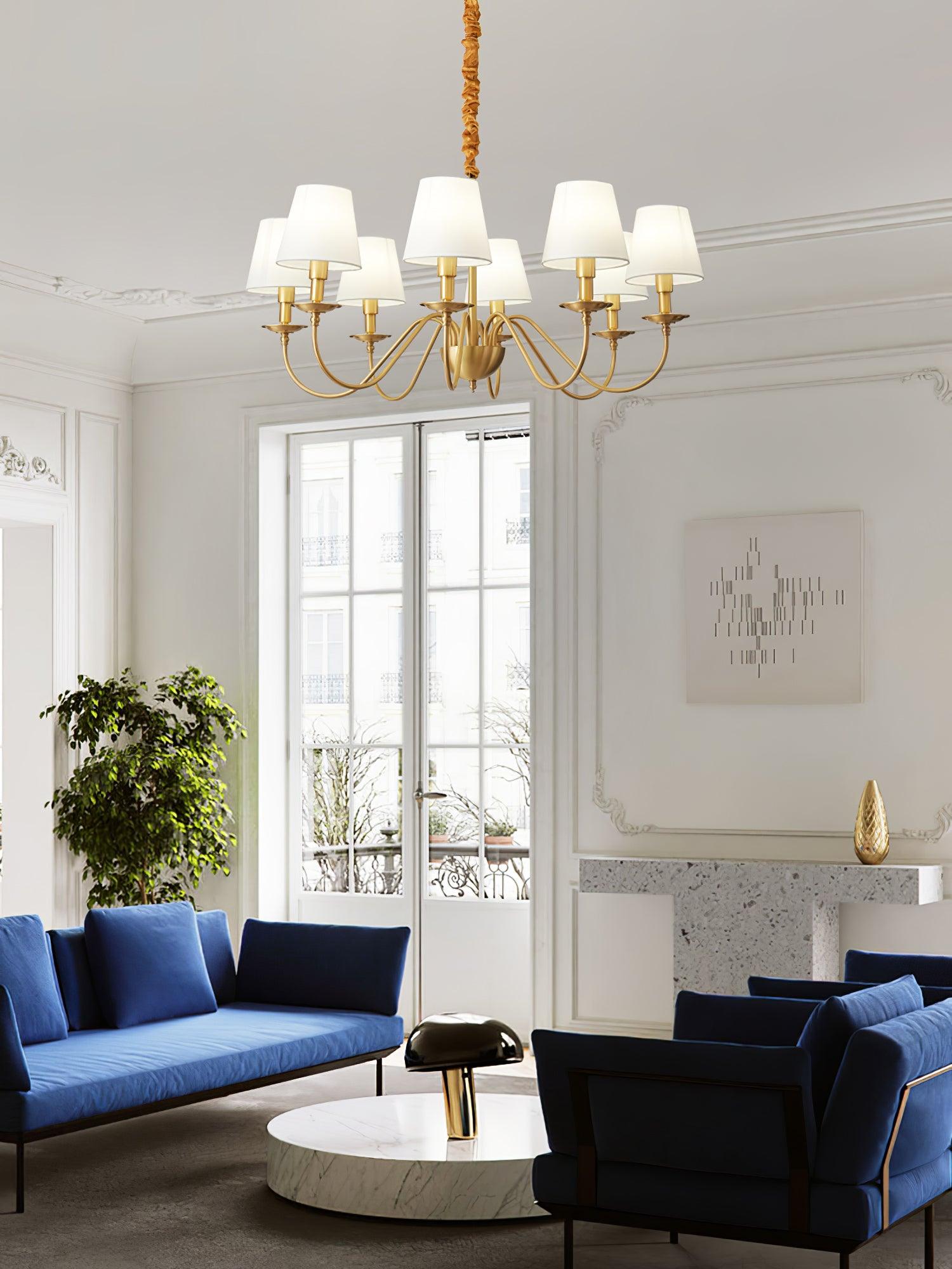 Tapered Fabric Brass Chandelier - Blowlighting