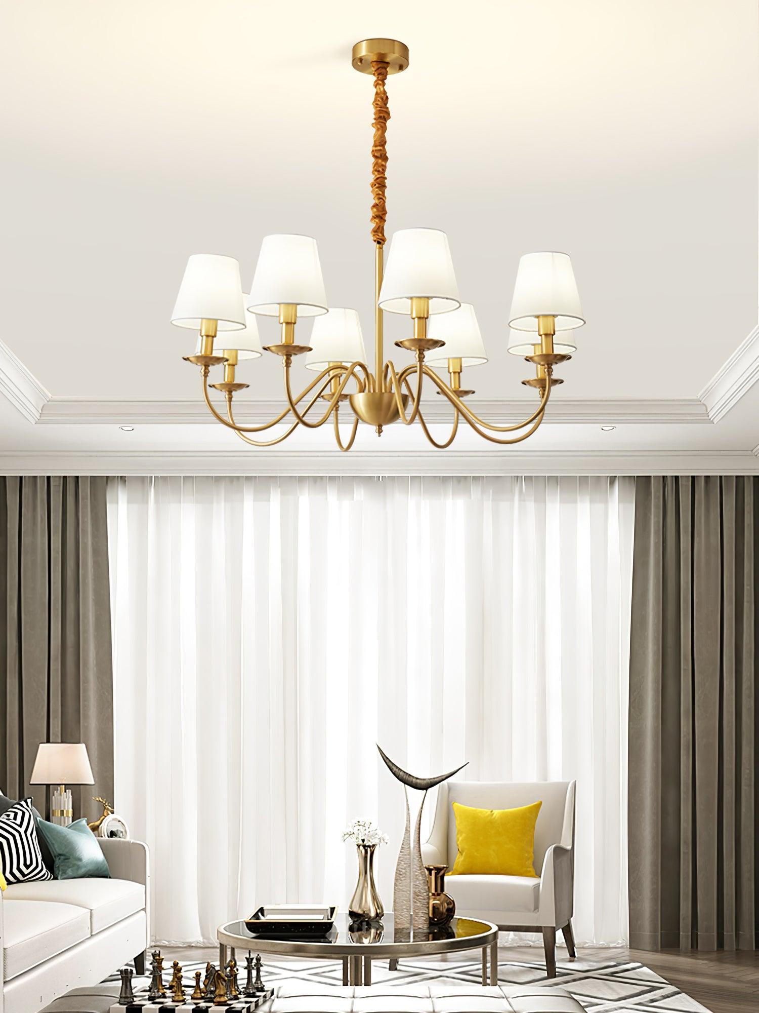 Tapered Fabric Brass Chandelier - Blowlighting