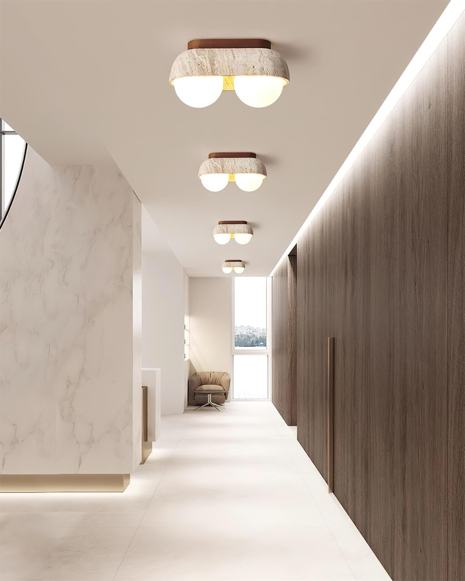 Ritta Ceiling Light Travertine Rectangular - Letslighting