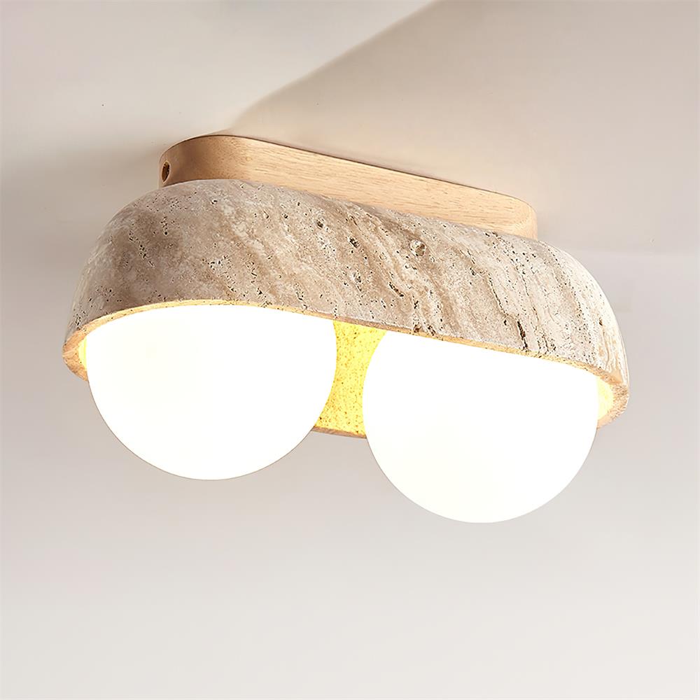 Ritta Ceiling Light Travertine Rectangular - Letslighting
