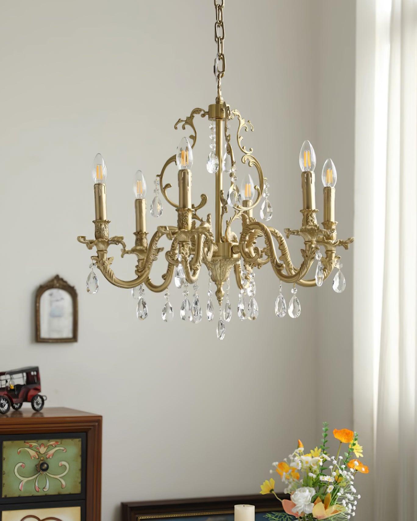 Elvion Classic Brass Crystal Chandelier - Letslighting