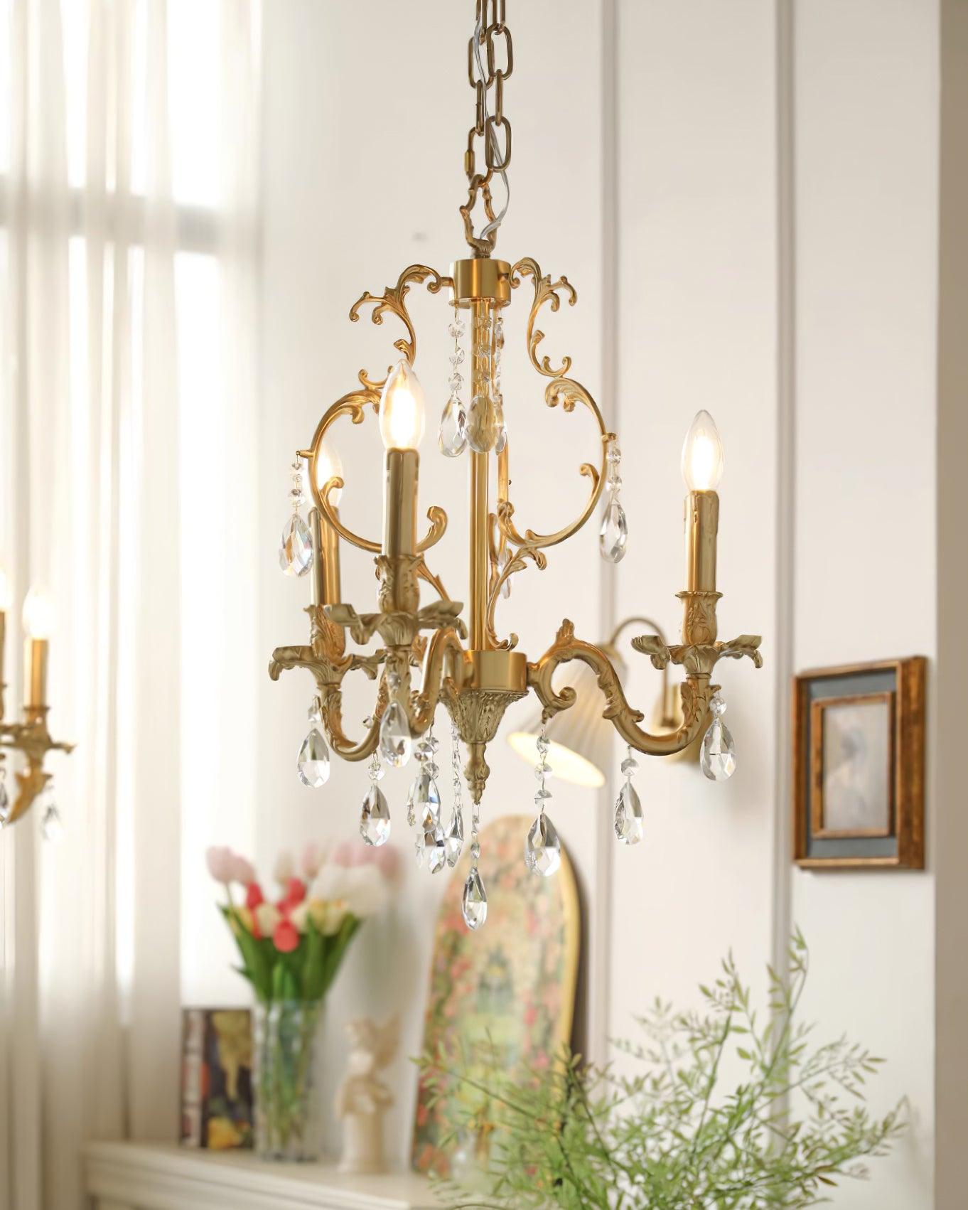 Elvion Classic Brass Crystal Chandelier - Letslighting