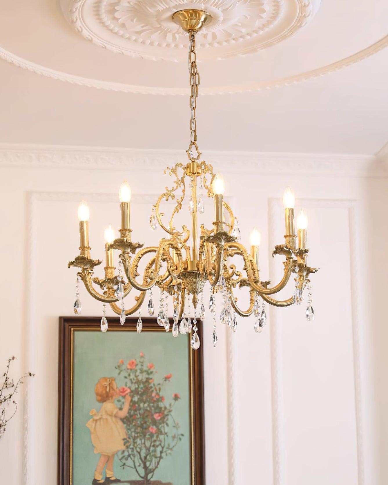 Elvion Classic Brass Crystal Chandelier - Letslighting
