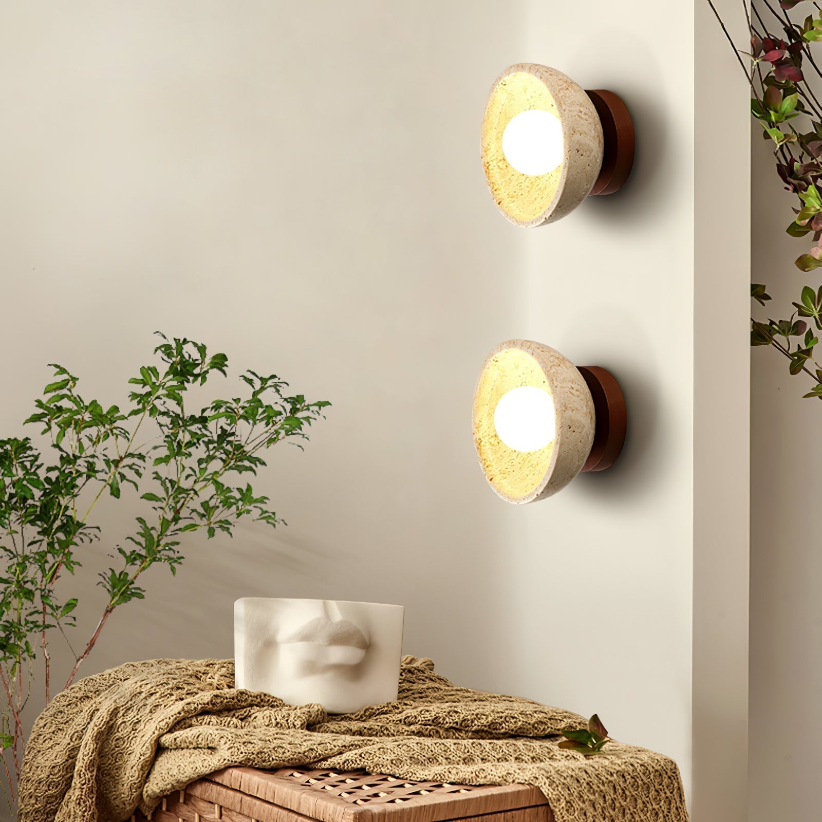 Vacaris Half-Dome Travertine Wall Light - Neutralighting