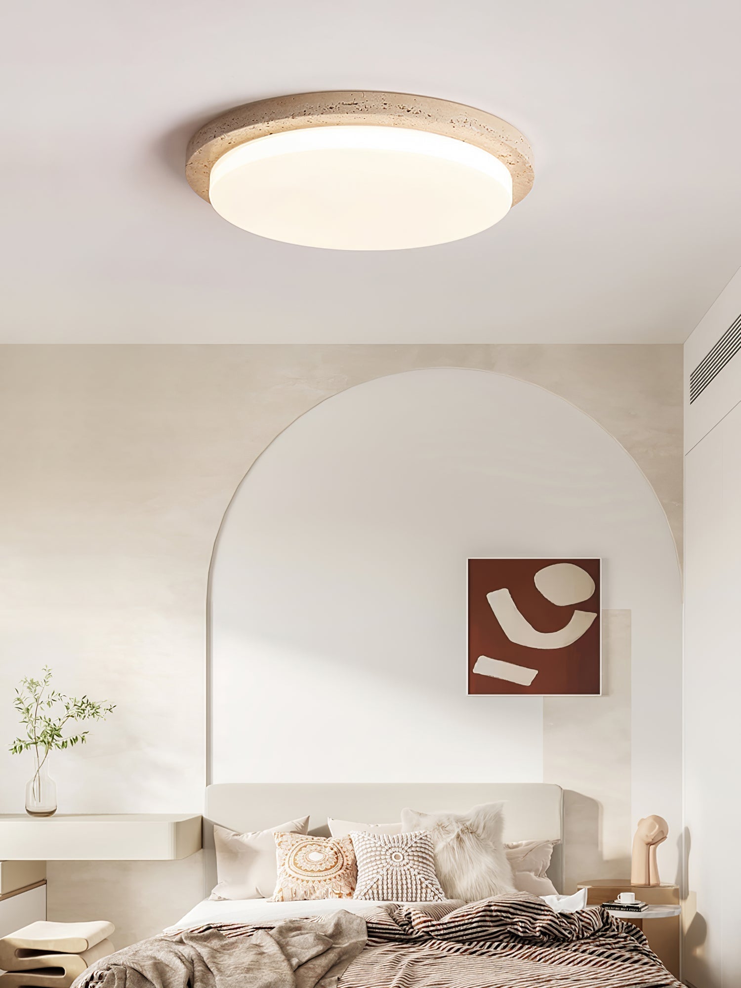 Etala Smooth-Rim Travertine Ceiling Light - Neutralighting