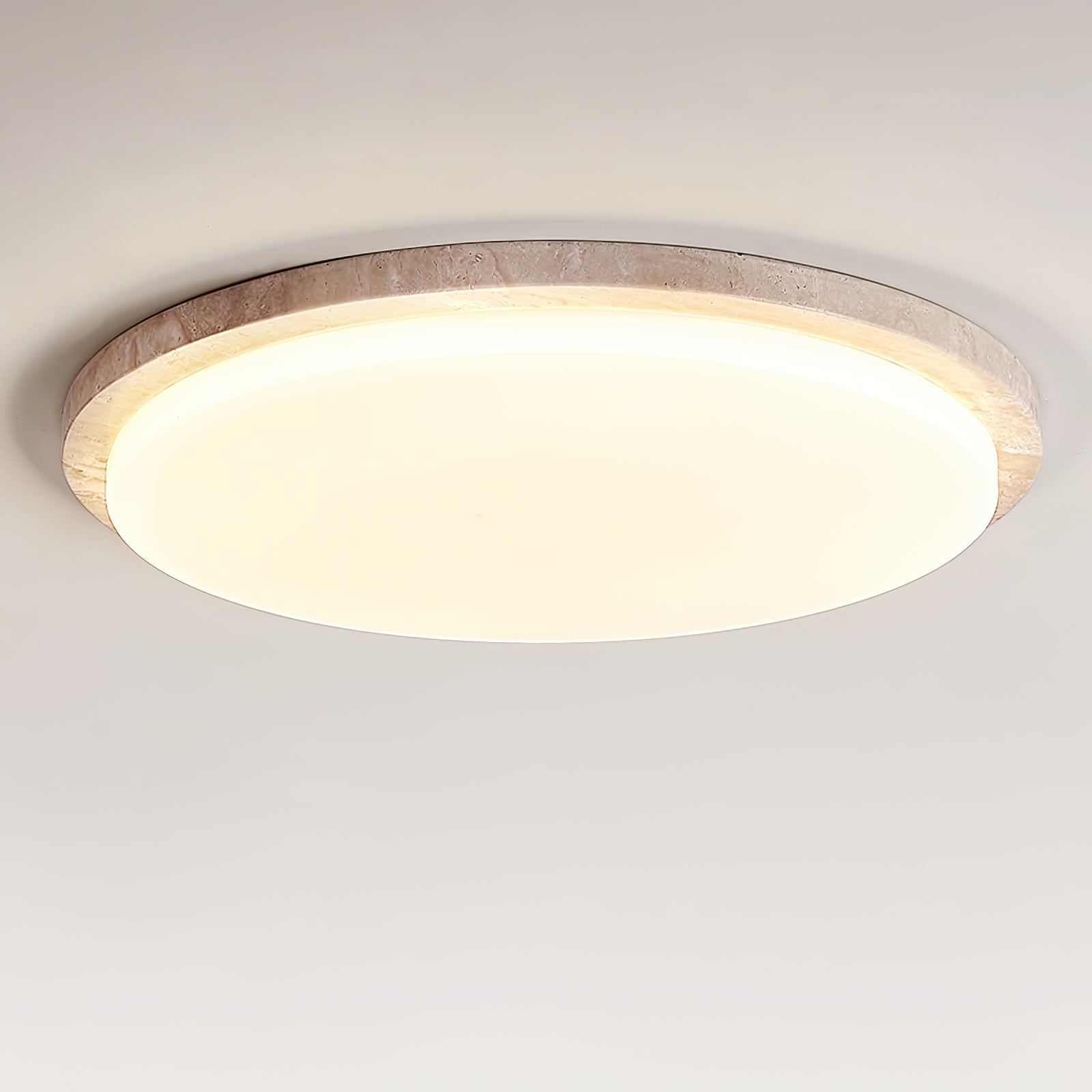 Etala Smooth-Rim Travertine Ceiling Light - Neutralighting