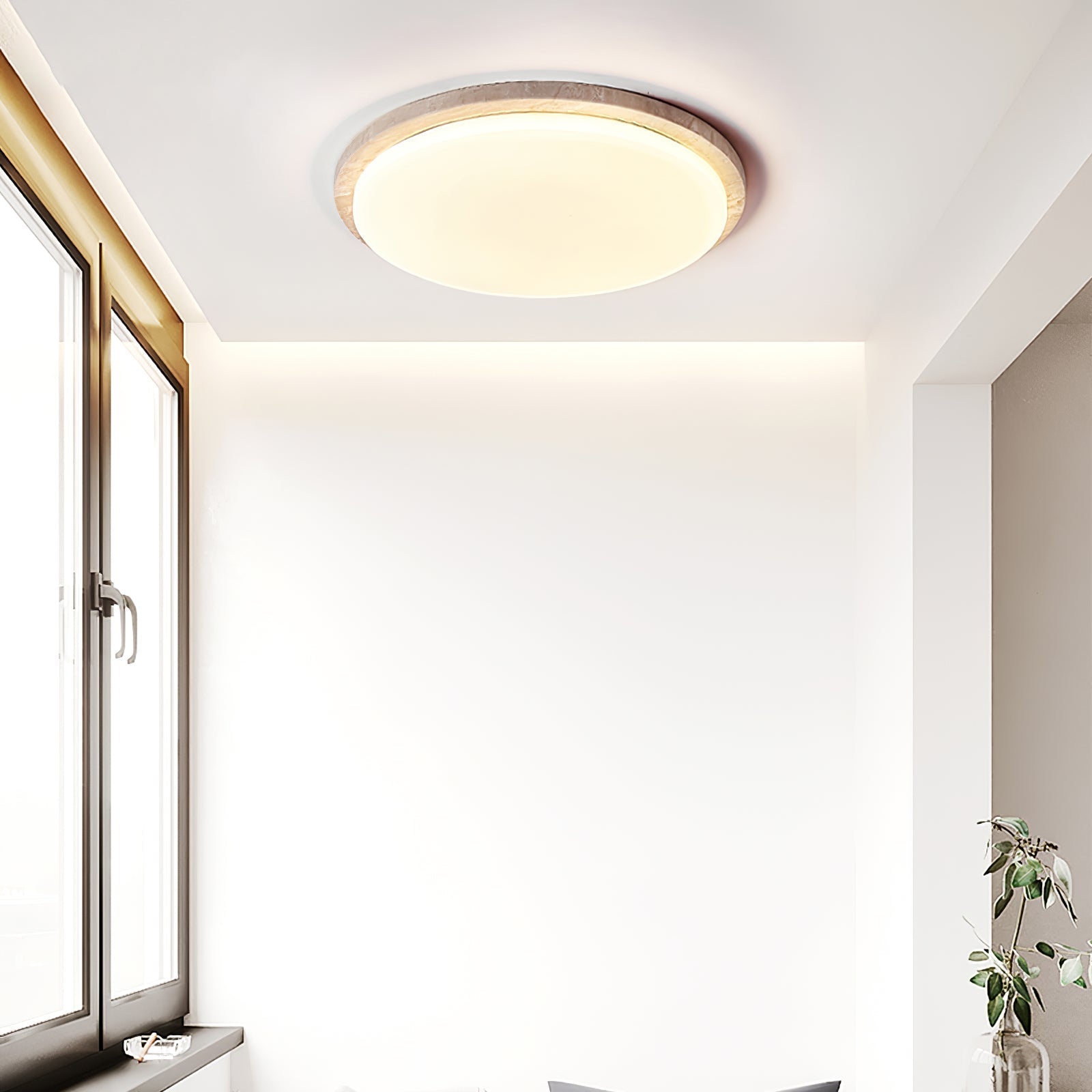 Etala Smooth-Rim Travertine Ceiling Light - Neutralighting