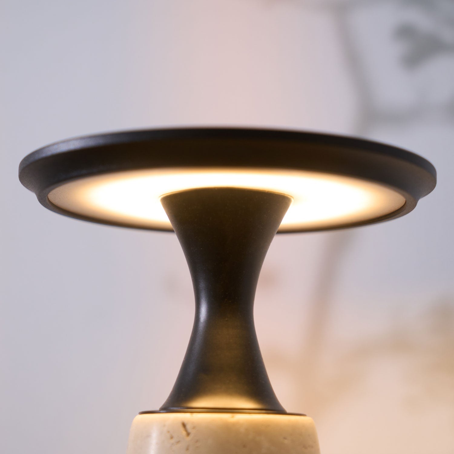 Vespera Sculptural Travertine Table Lamp - Neutralighting