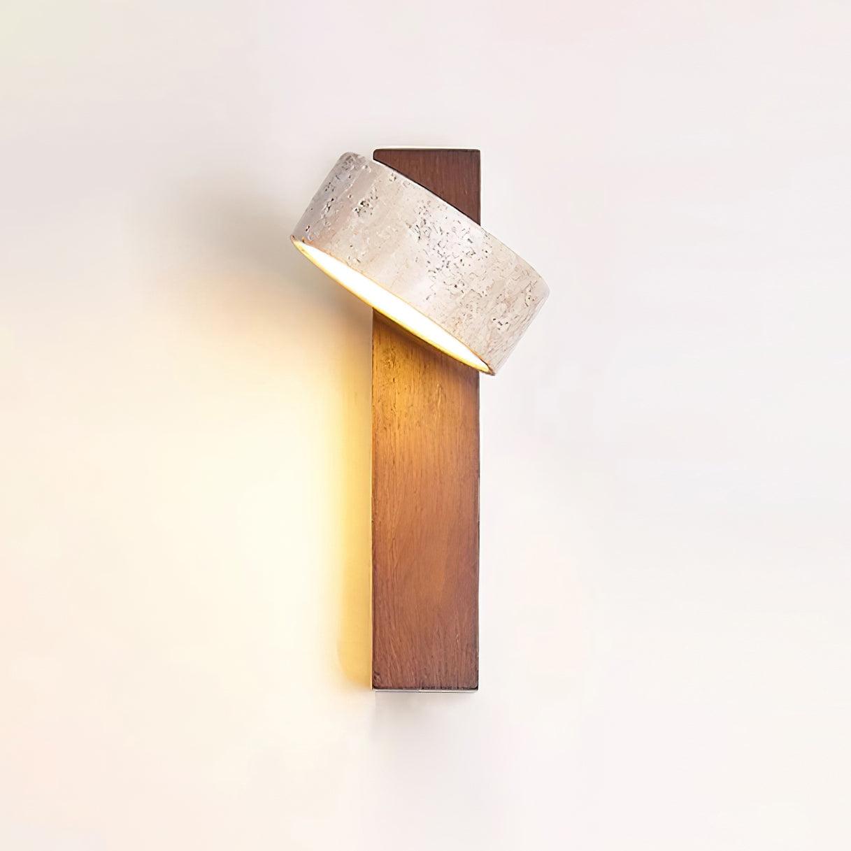 Ritta Lampada da Parete Travertino Legno