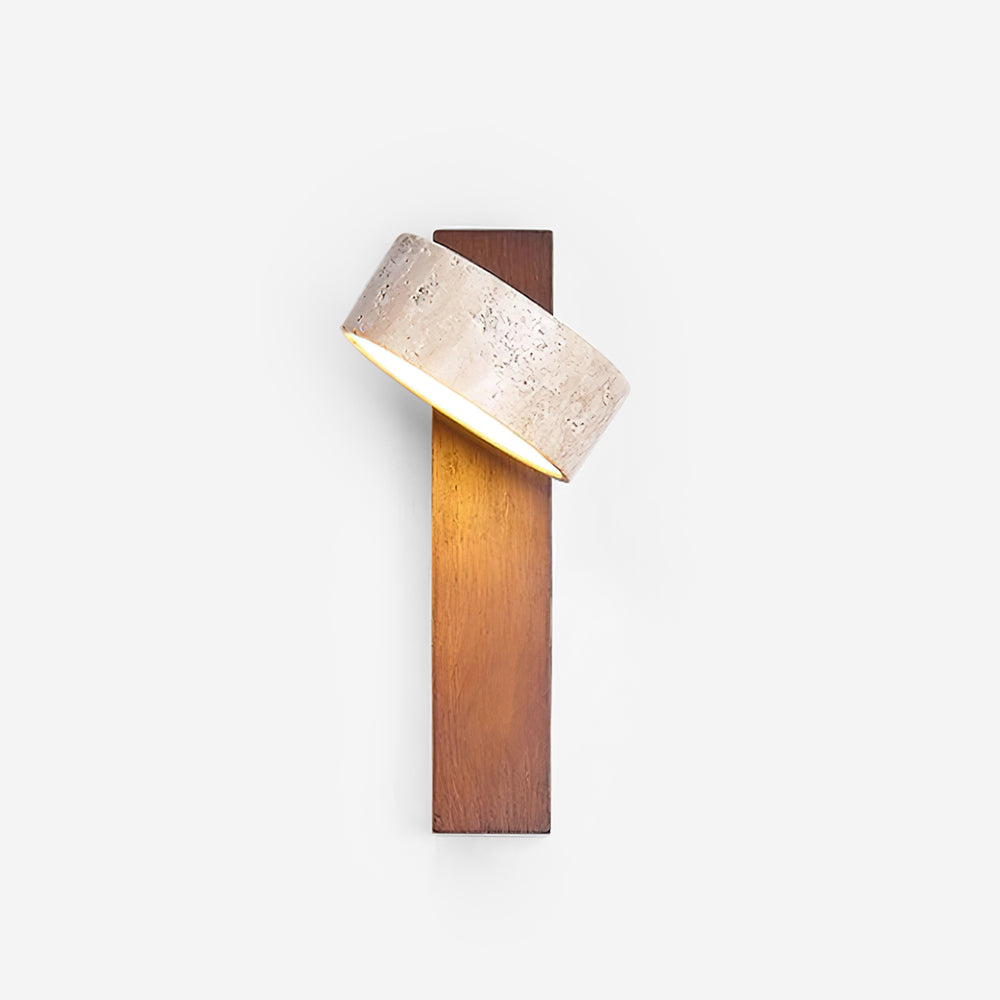 Ritta Lampada da Parete Travertino Legno