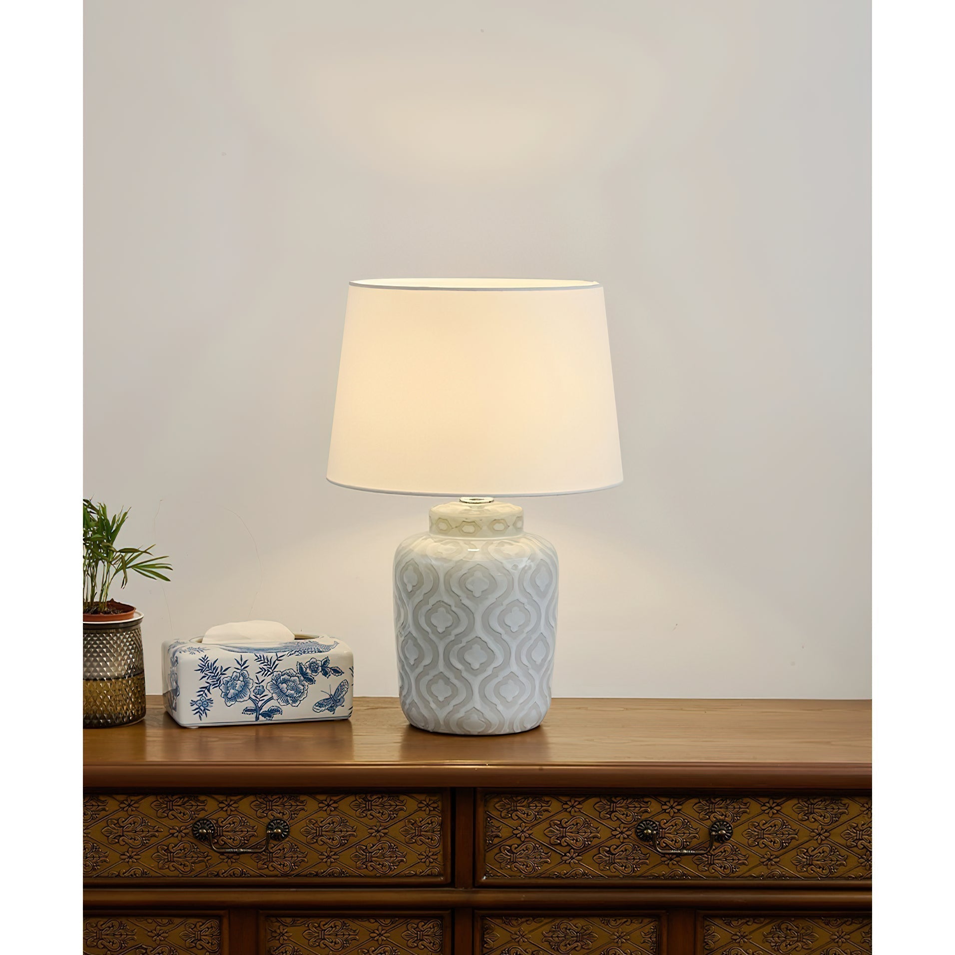 Textured Jar Table Lamp - Lamp Copper