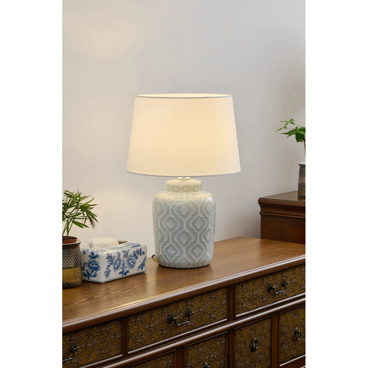 Textured Jar Table Lamp - Lamp Copper