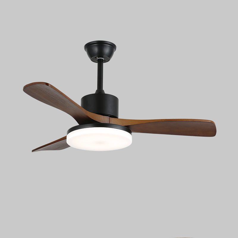 Ventilatore da Soffitto con Luce Minimalista Darian in Legno, dettaglio finitura noce