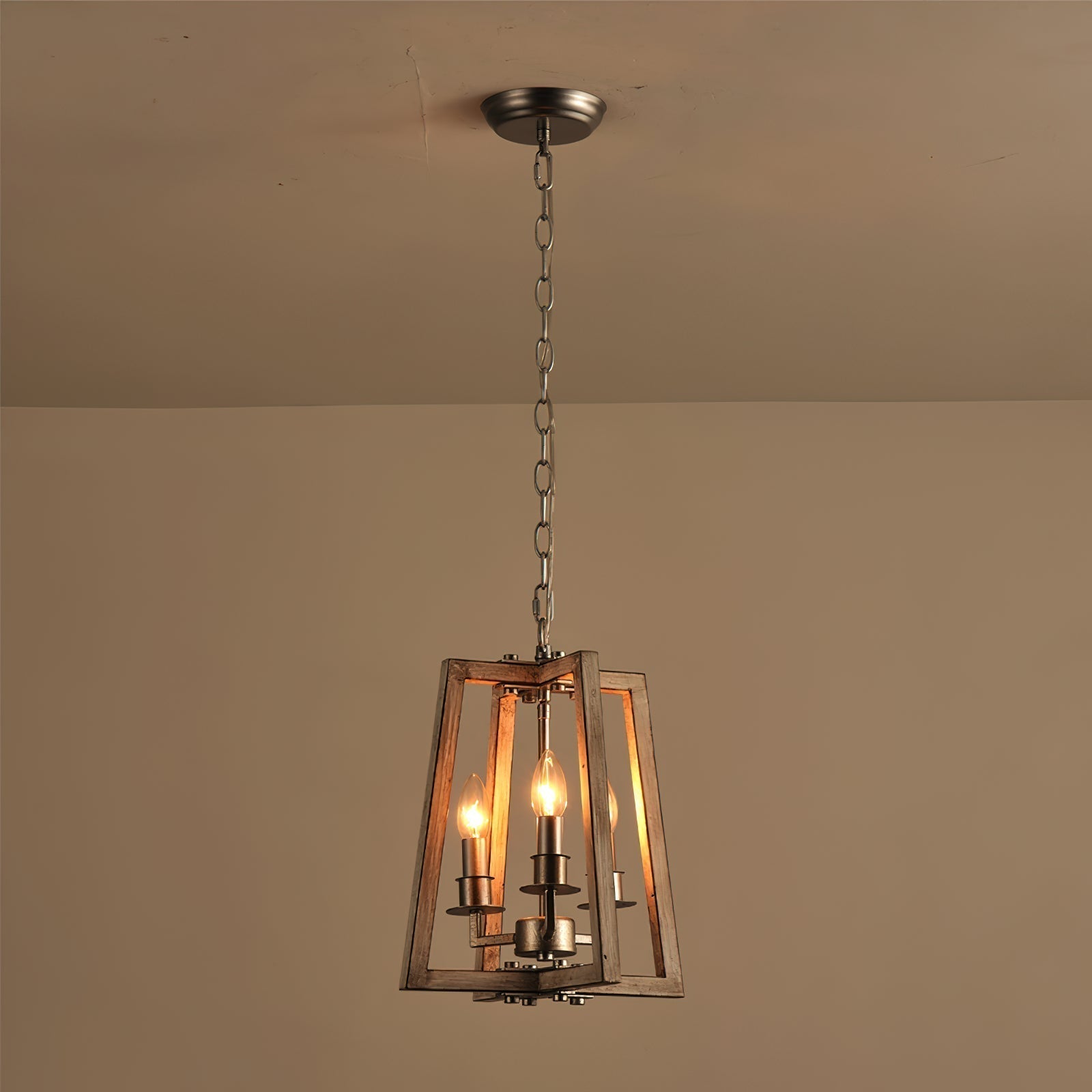Tinsley Vintage Open Frame Wood Pendant Lamp - Lamp Copper