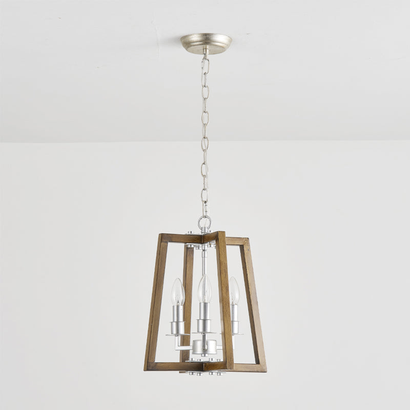 Tinsley Vintage Open Frame Wood Pendant Lamp - Lamp Copper