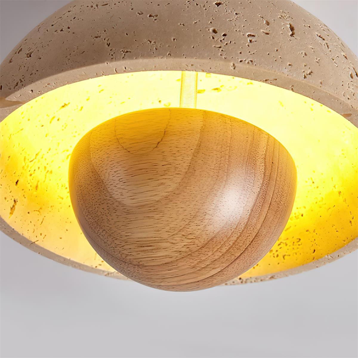 Cavora Ceiling Light Travertine Wood Dome Shape - Letslighting