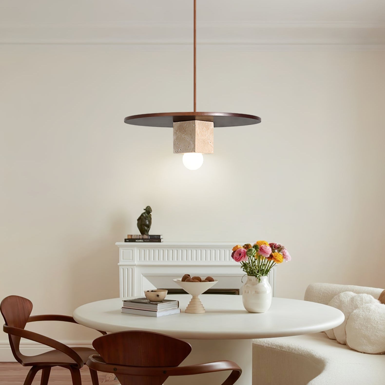 Ucariel Geometric Travertine Pendant Light - Neutralighting