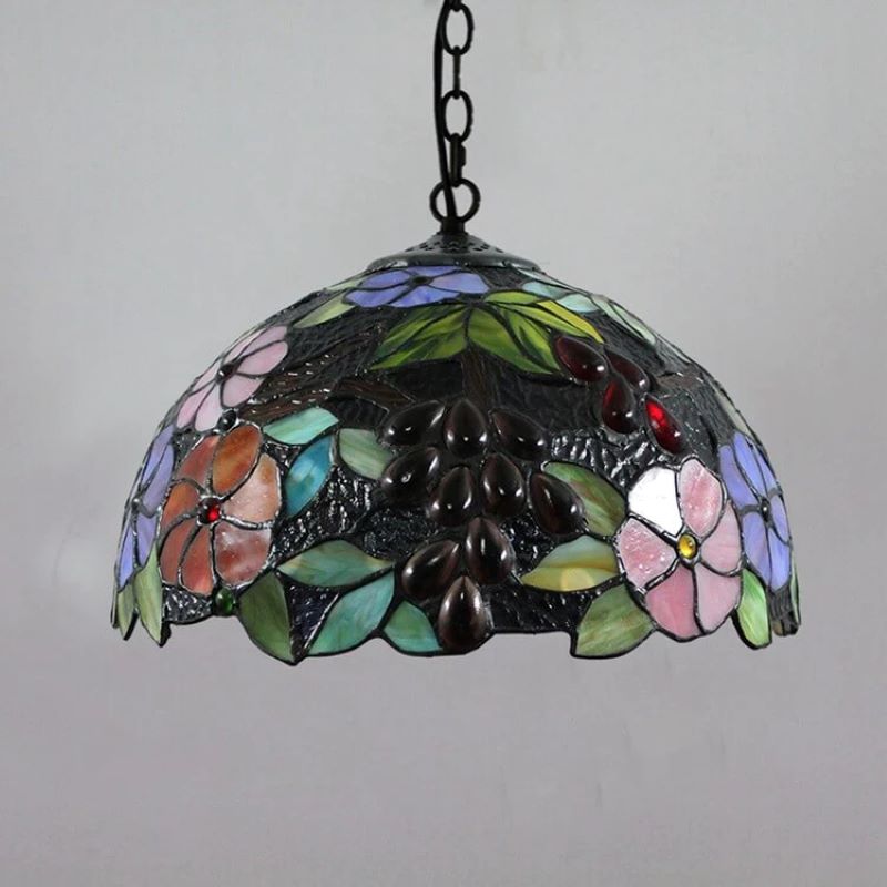 Tiffany Retro LED Lampade a sospensione Colorato Fiore Vetro Soggiorno